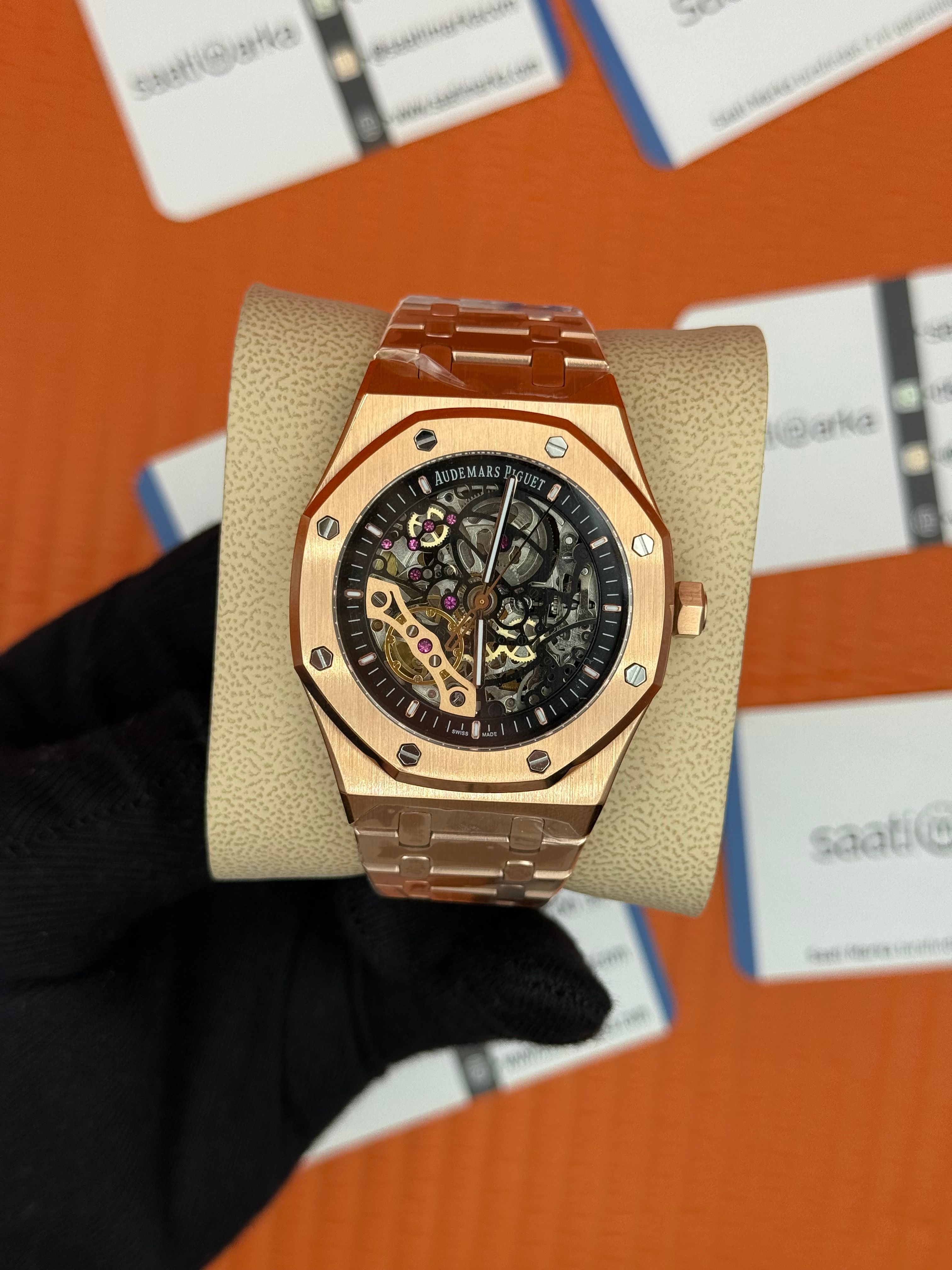 AUDEMARS PİGUET SEKELETON DİAL ROSE KASA KORDON 