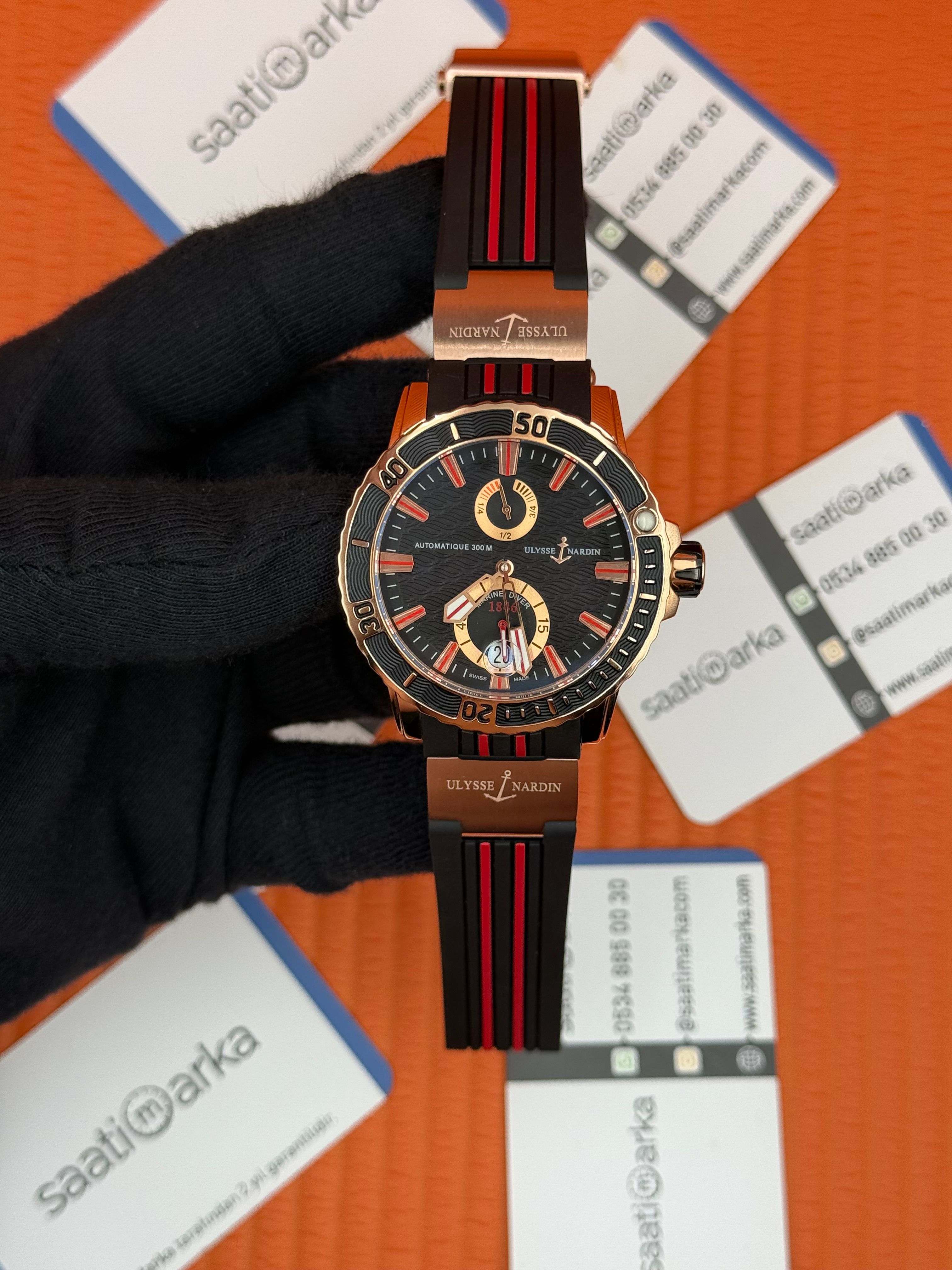 ULYSSE NARDİN CHRONOMETER MAXİ MARİNER SİYAH KORDON ROSE KADRAN 