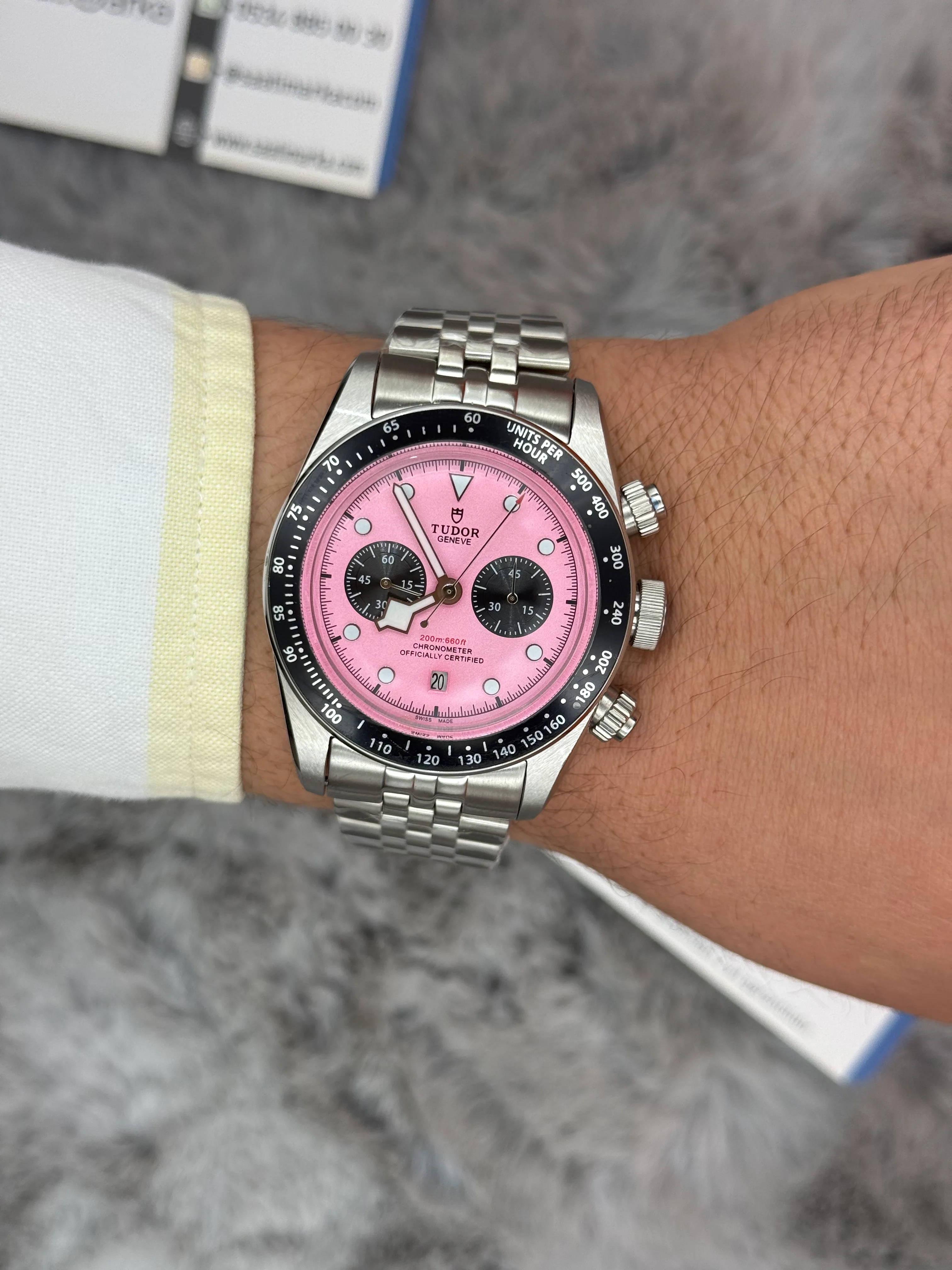 TUDOR black bay flamingo miami pink kadran silver jubilee kordon