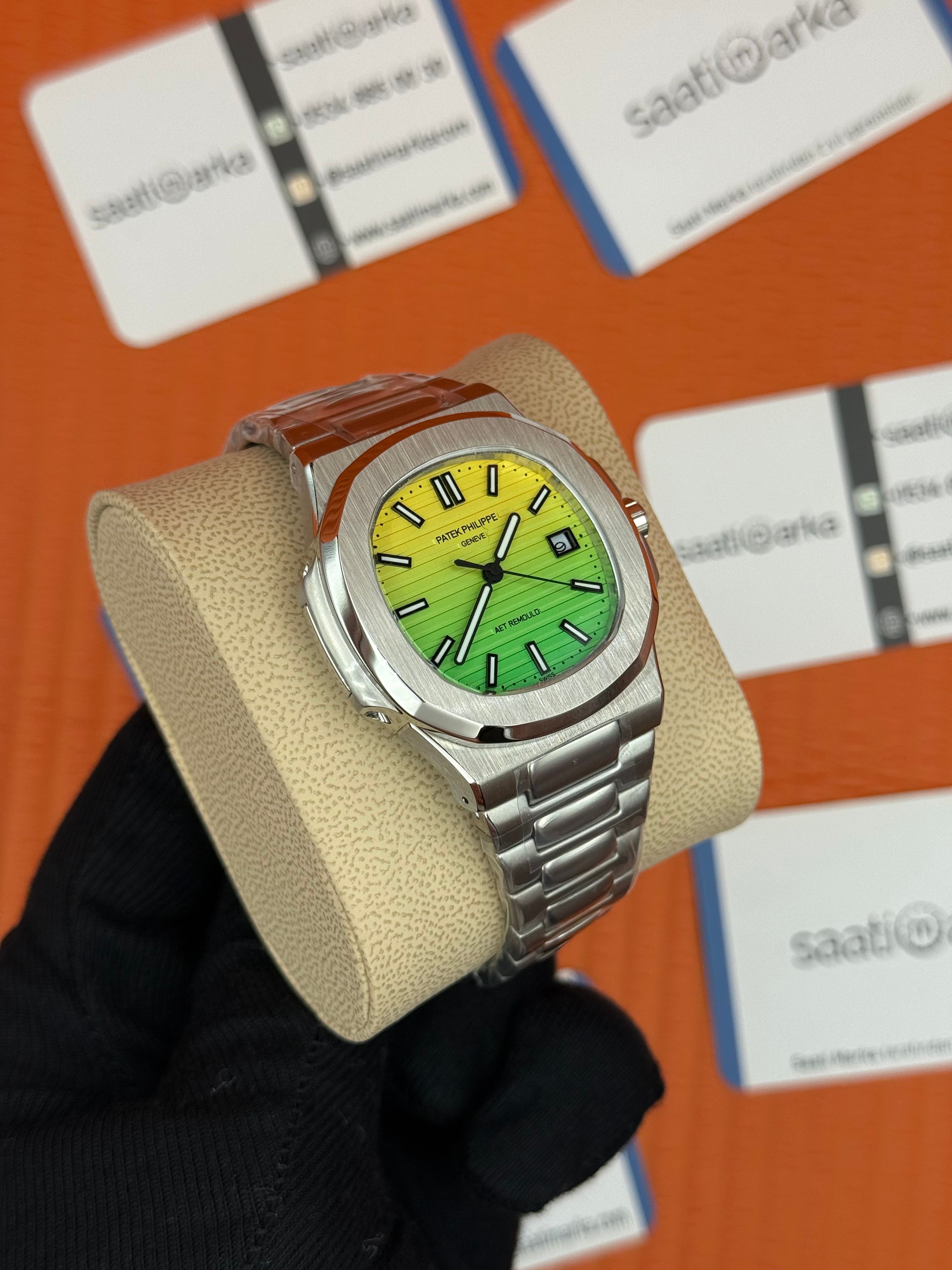 PATEK PHILIPPE nautilus lemon dial silver kasa kordon 