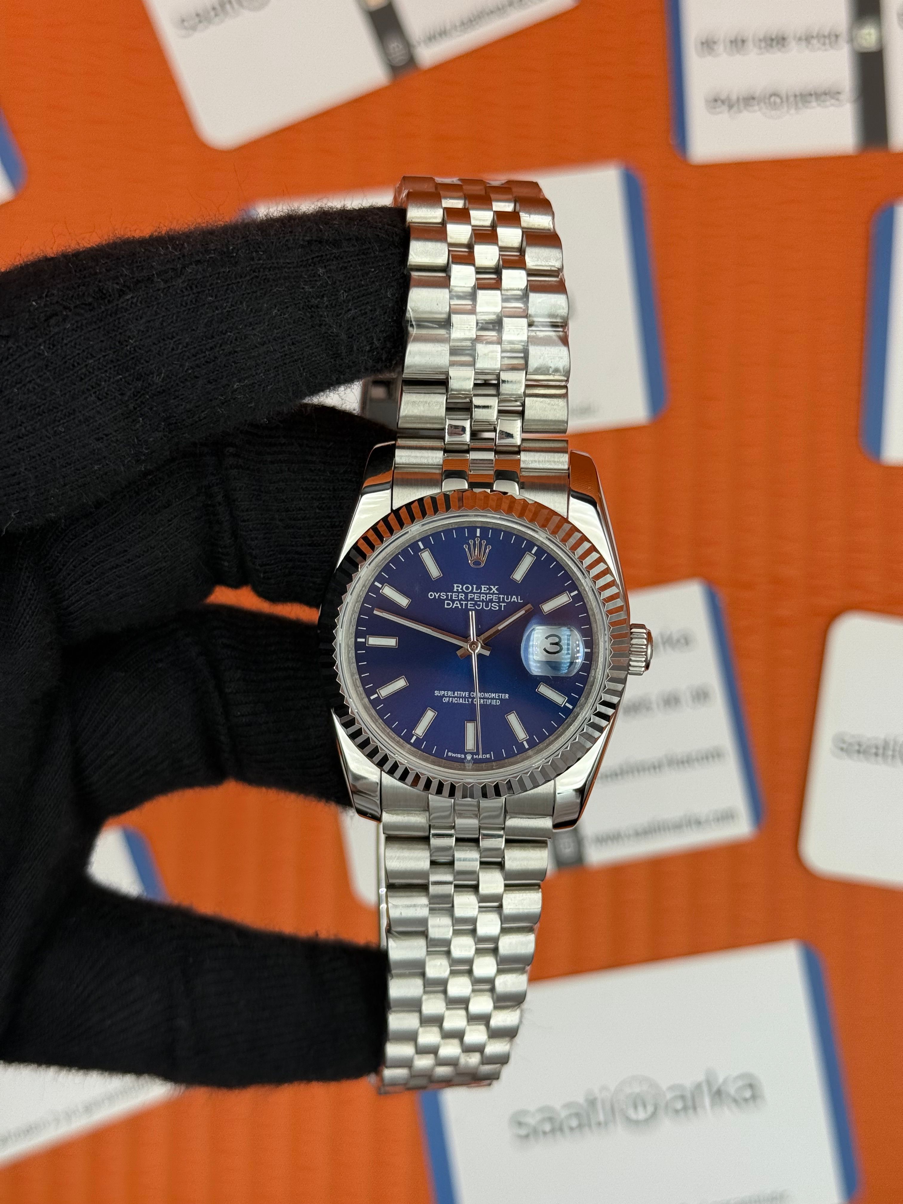 ROLEX datejust 36mm mavi kadran silver jubilee kordon