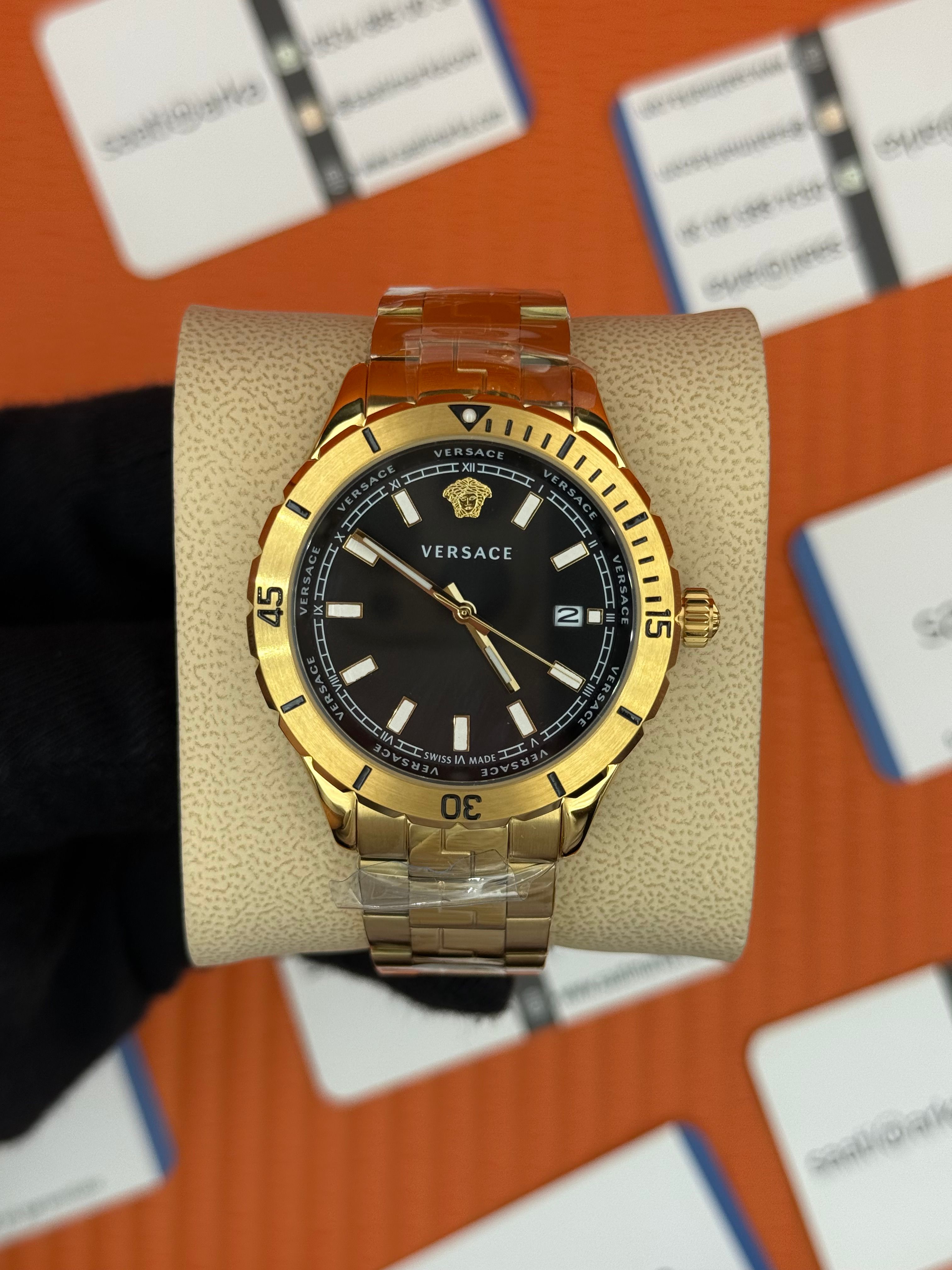 VERSACE ERKEK KOL SAATİ FULL GOLD YEŞİL KADRAN OYSTER KORDON 