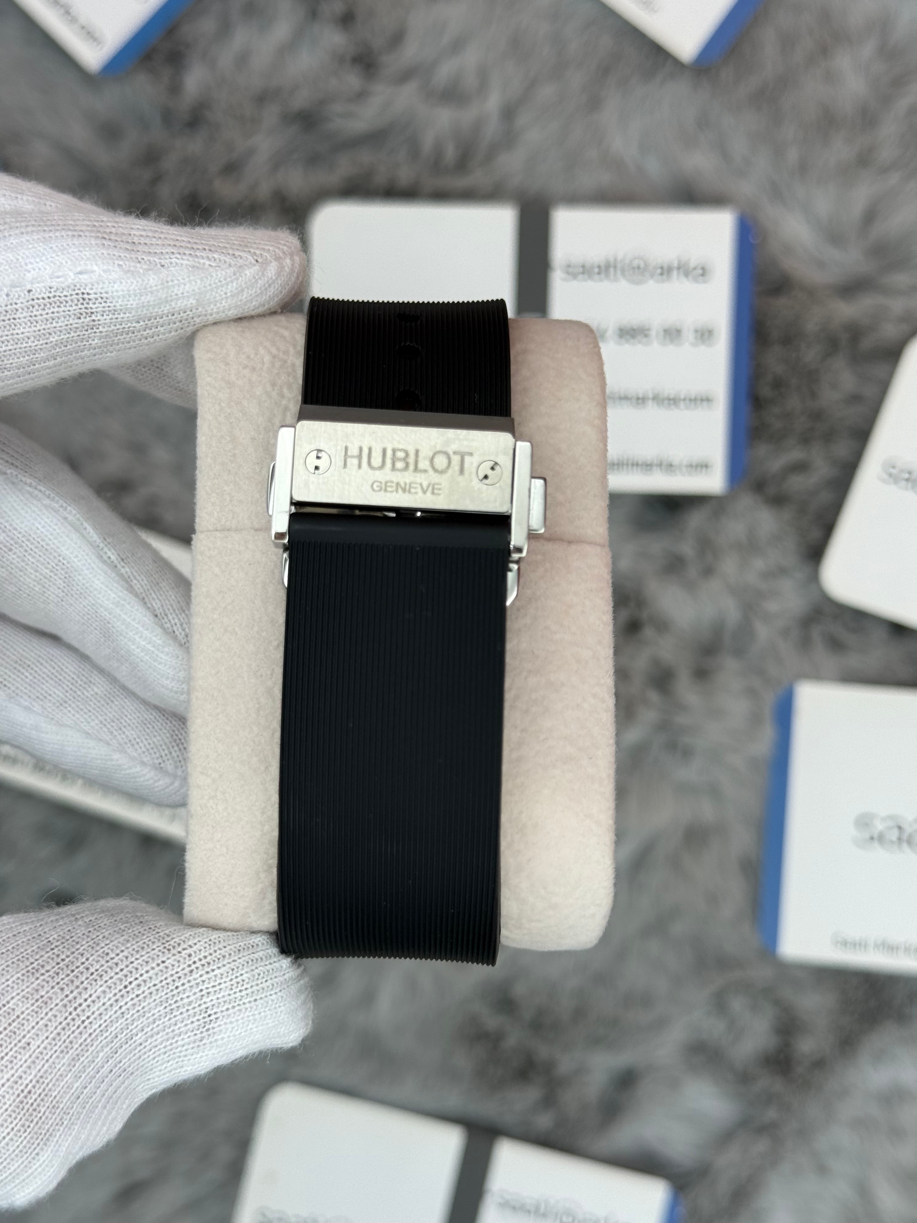 HUBLOT big bang tourbillon 41mm silver kasa siyah kauçuk kordon erkek kol saati