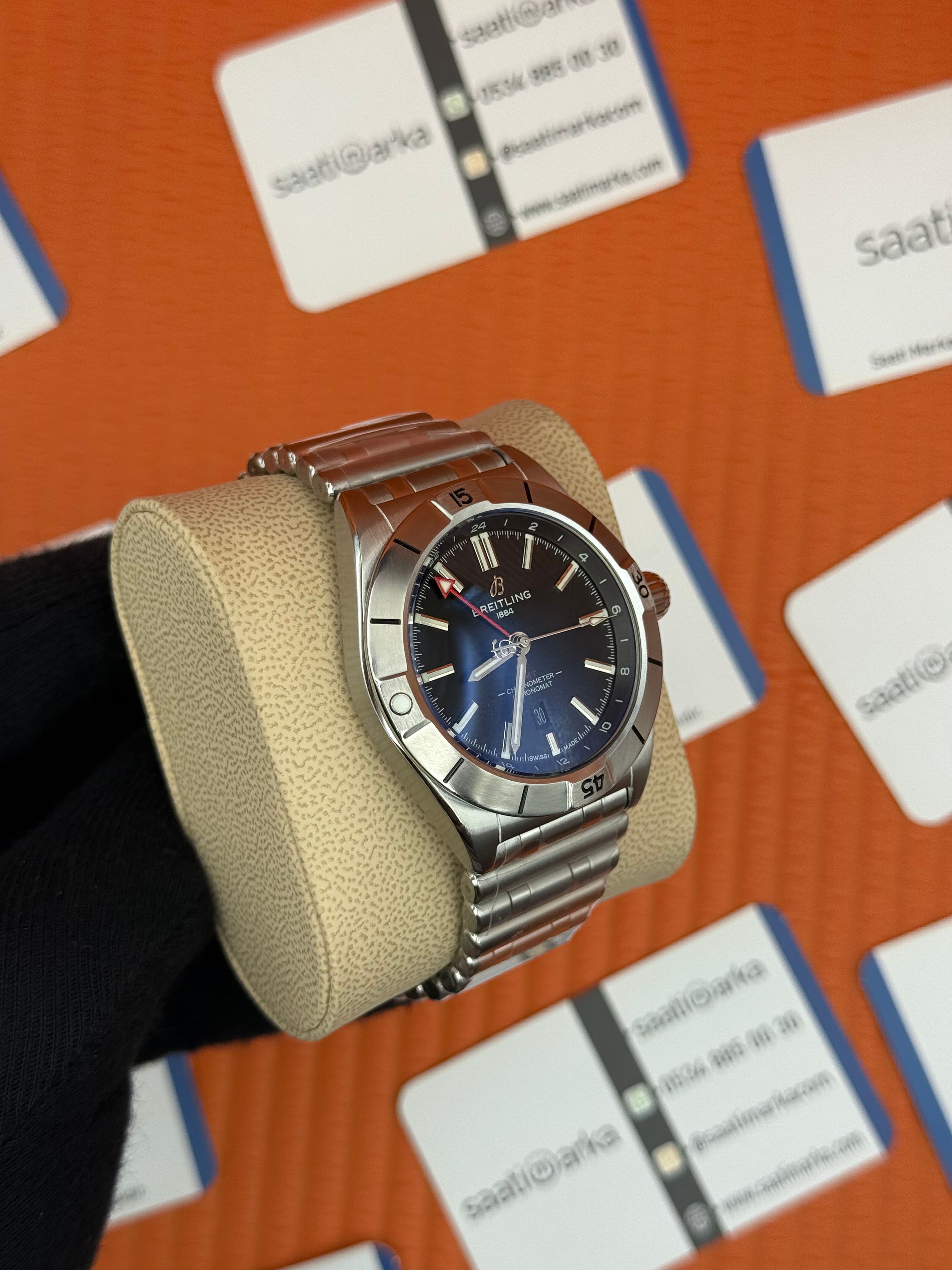 BREITLING GMT SİYAH KADRAN SİLVER KASA-KORDON