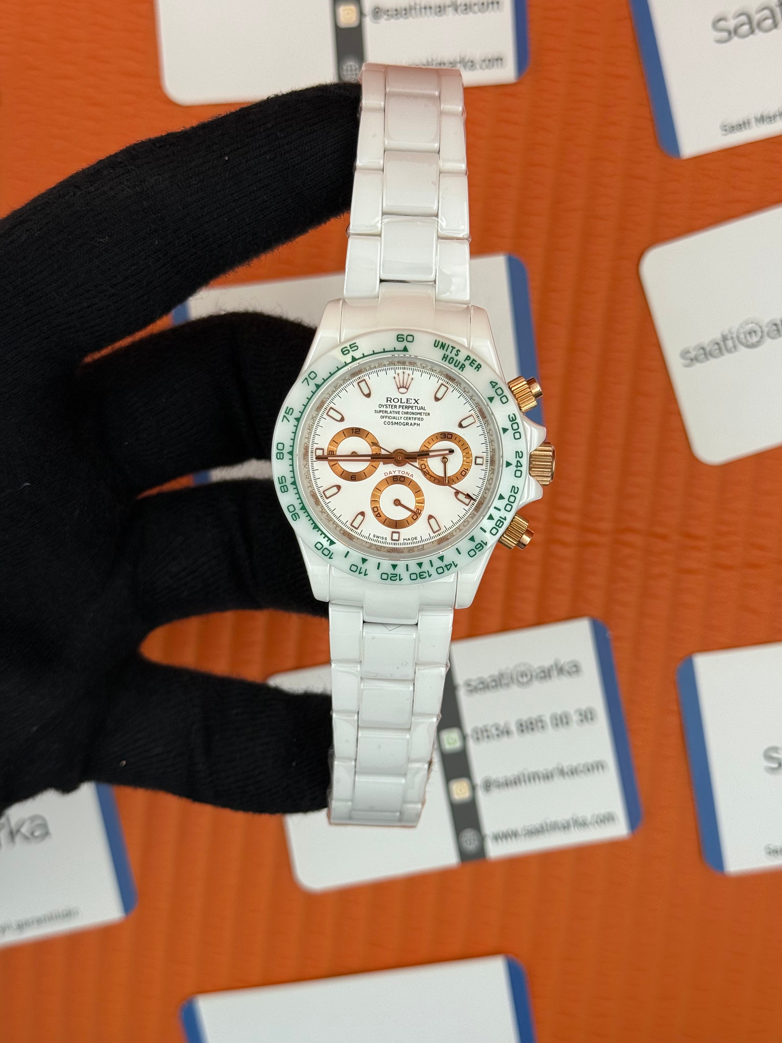 ROLEX Daytona white dial seramik beyaz kasa-kordon