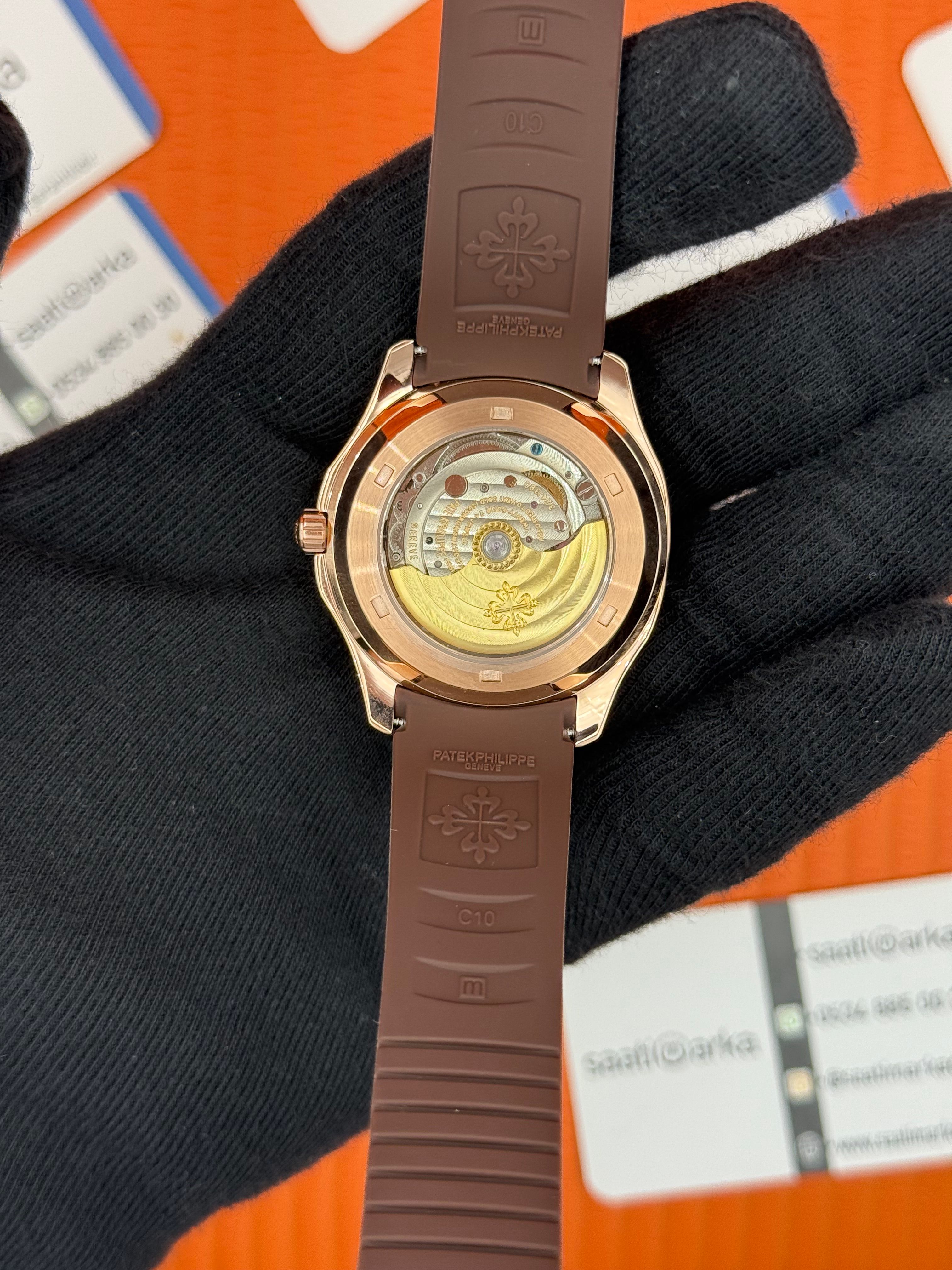 PATEK PHILIPPE AQUANAUT KAHVERENGİ KAUÇUK KORDON KAHVERENGİ KADRAN ROSE KASA