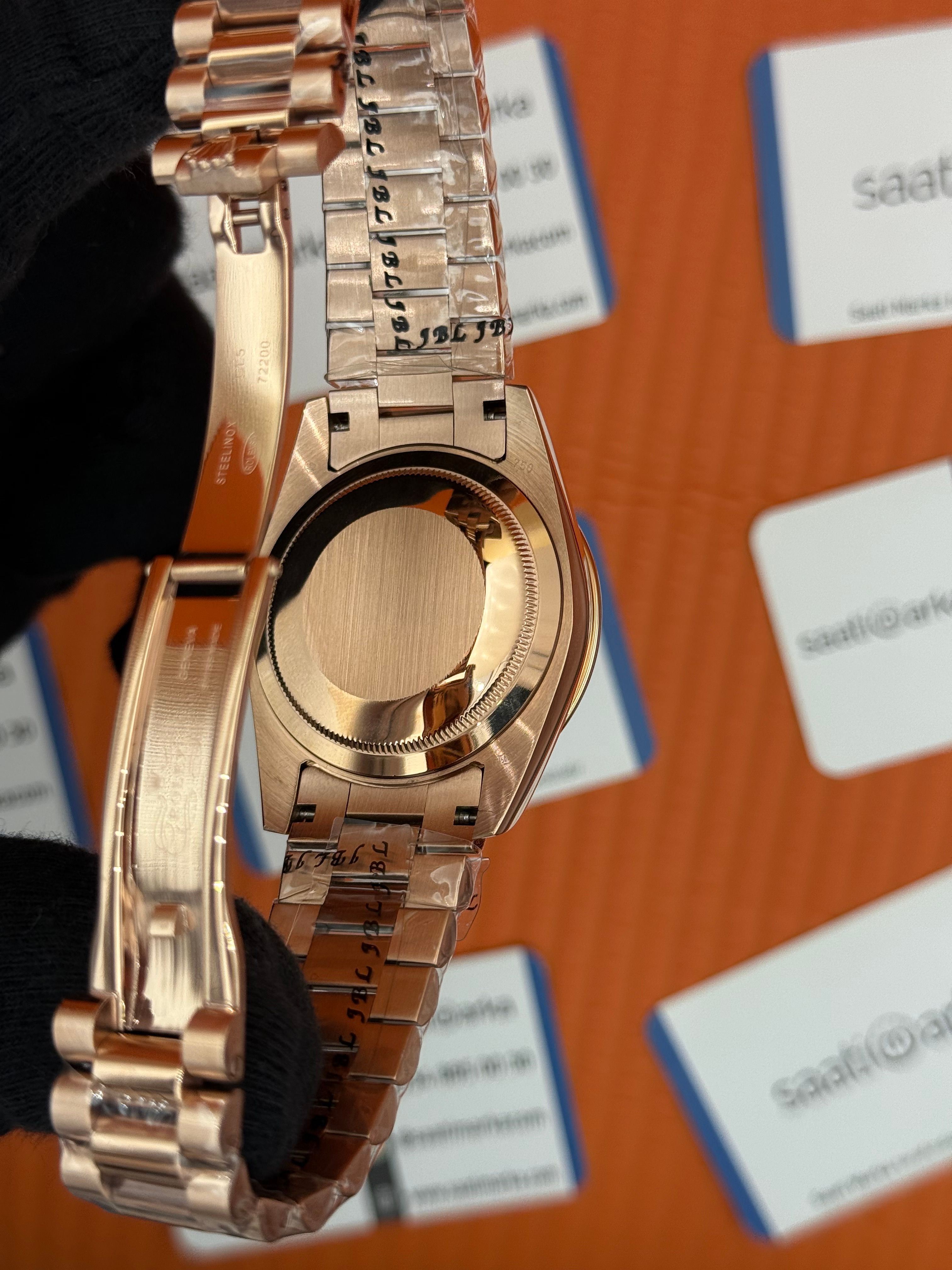 ROLEX Dey Date baget taşlı chocolate kadran rose kasa-kordon oyster