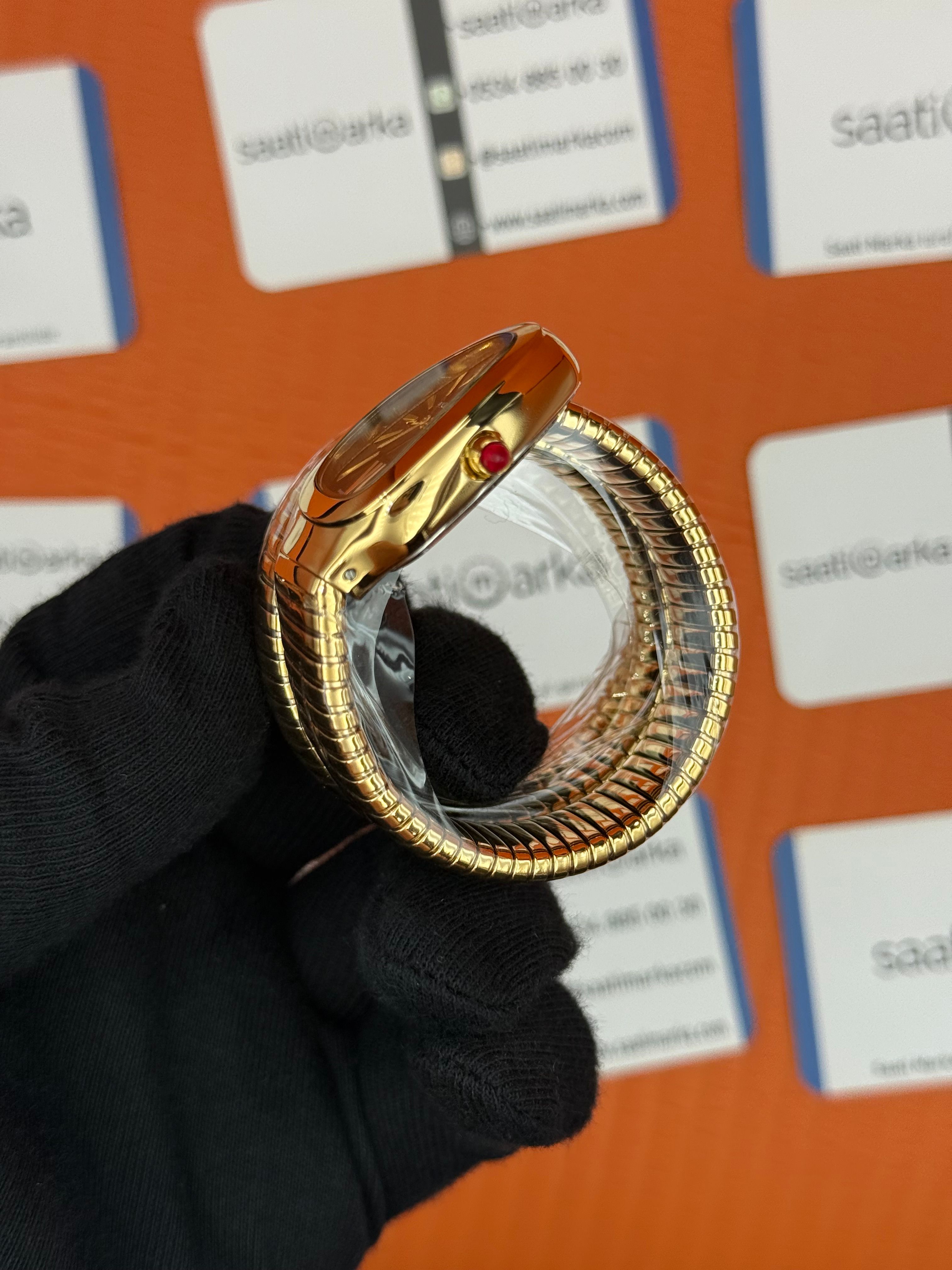 BVLGARİ serpenti çift sarma gold kordon siyah kadran kadın kol saati