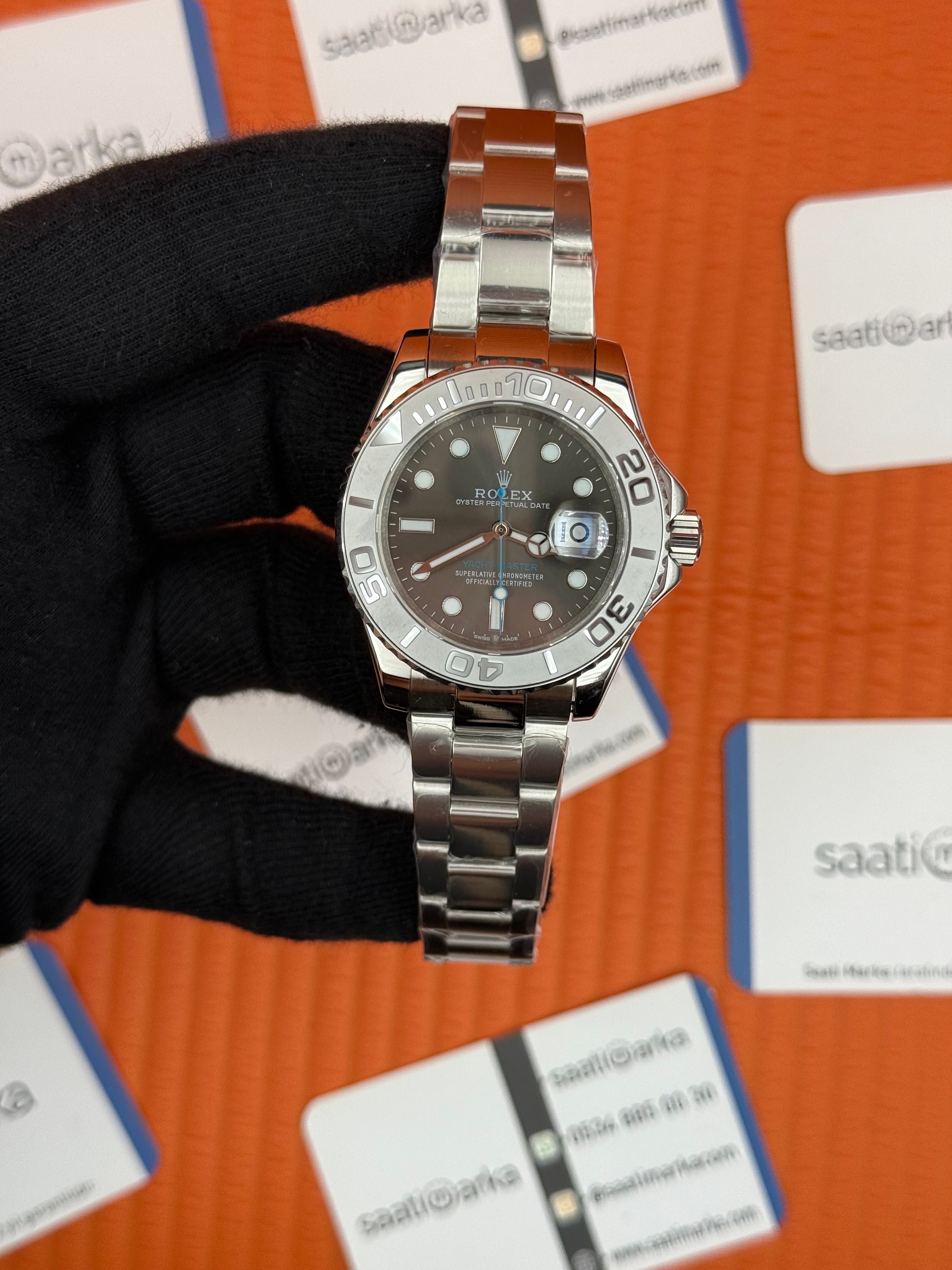 ROLEX Yacht Master oyster gray dial silver kasa-kordon