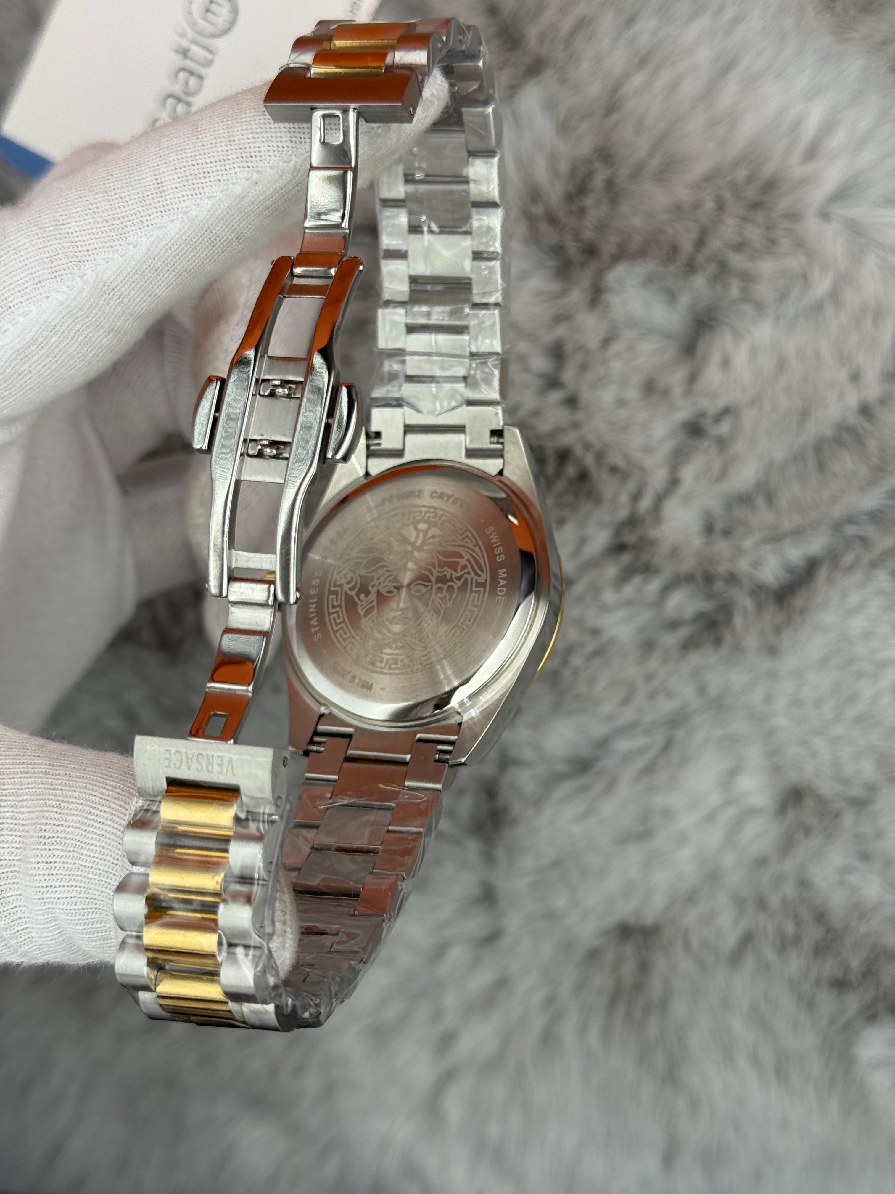 VERSACE 40MM TURKUAZ KADRAN GOLD SİLVER KASA KORDON ERKEK KOL SAATİ