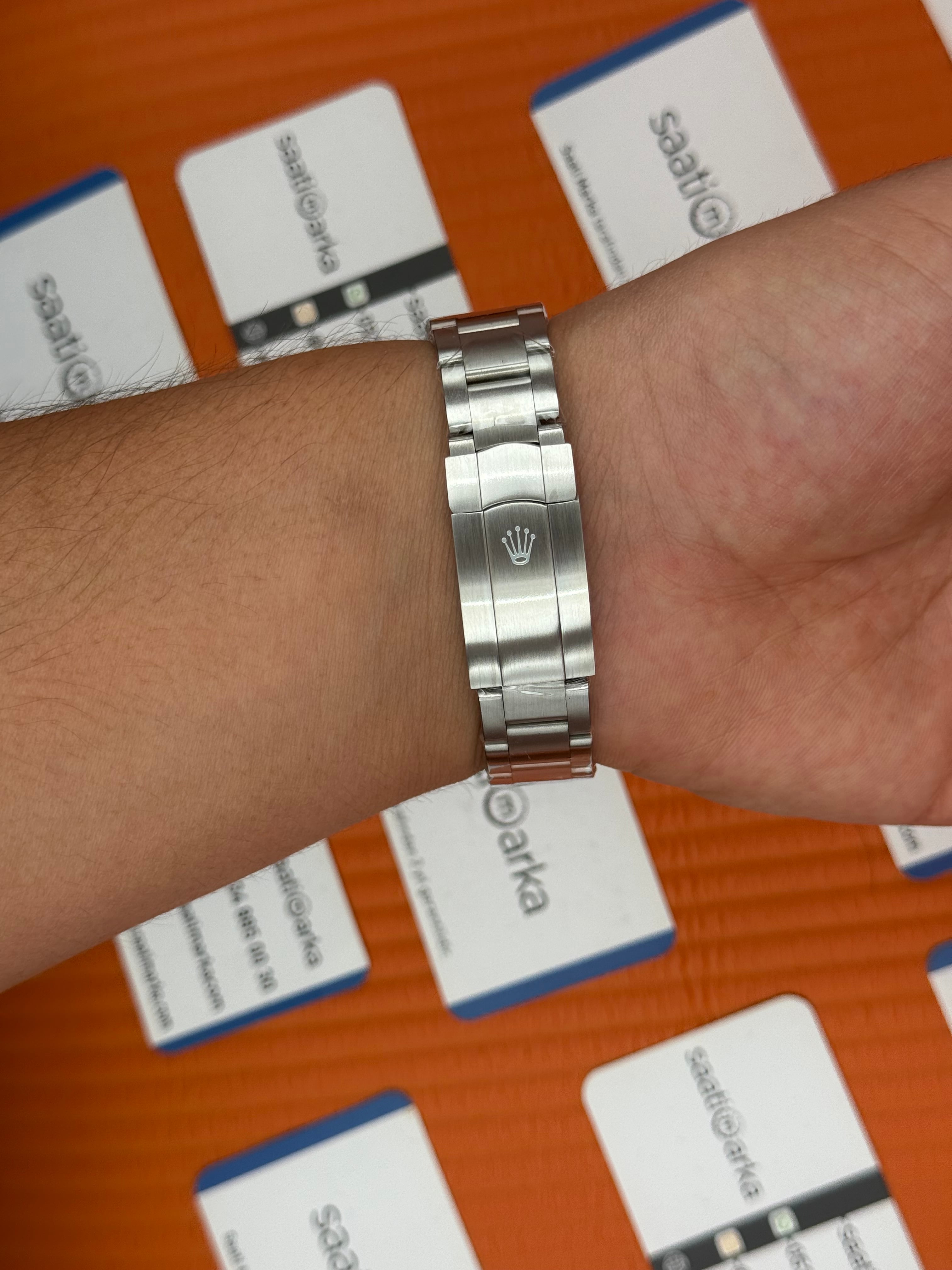 ROLEX oyster perpetual sarı kadran silver kasa kordon erkek kol saati