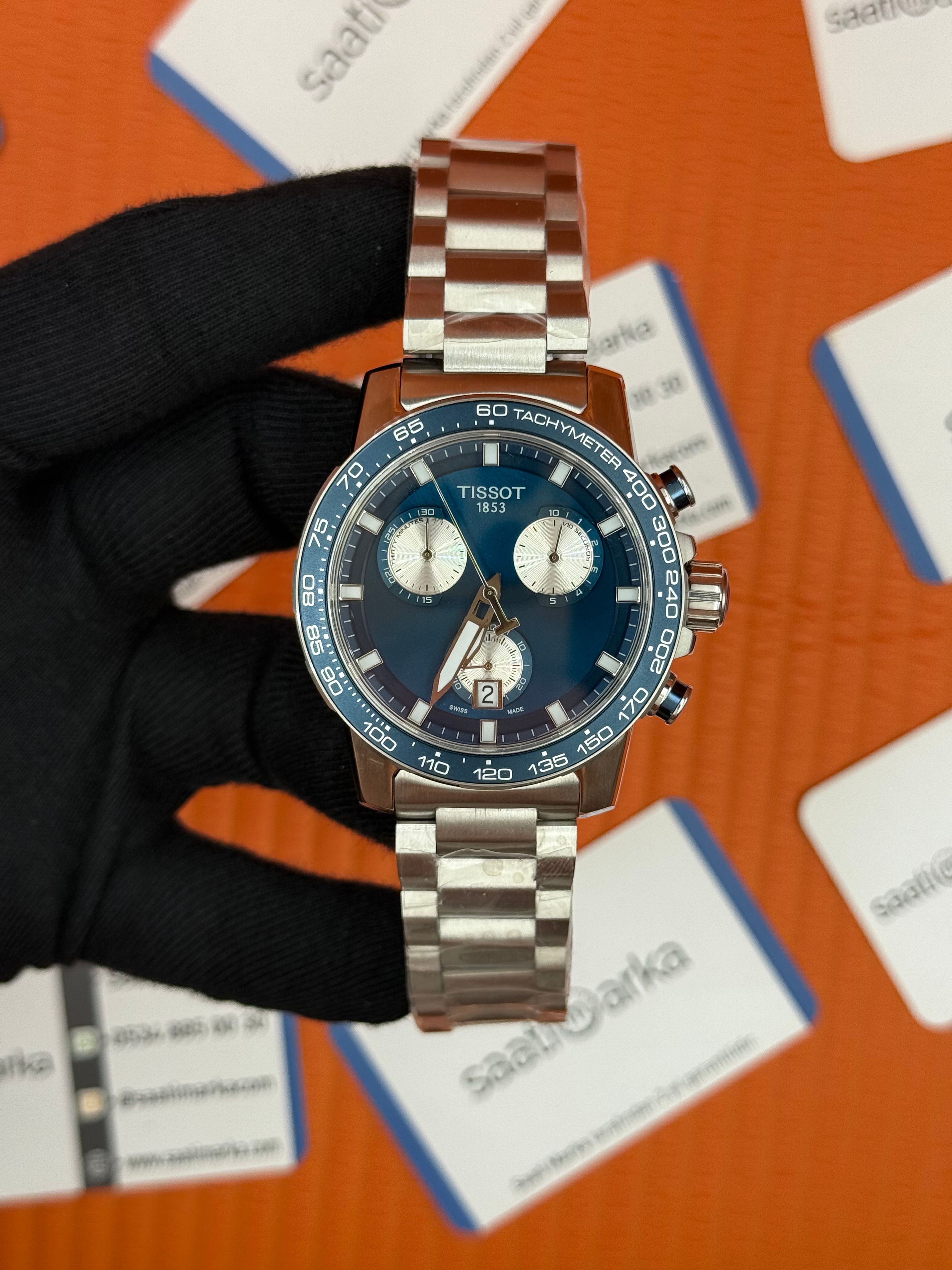 TISSOT mavi kadran silver kasa kordon erkek kol saati
