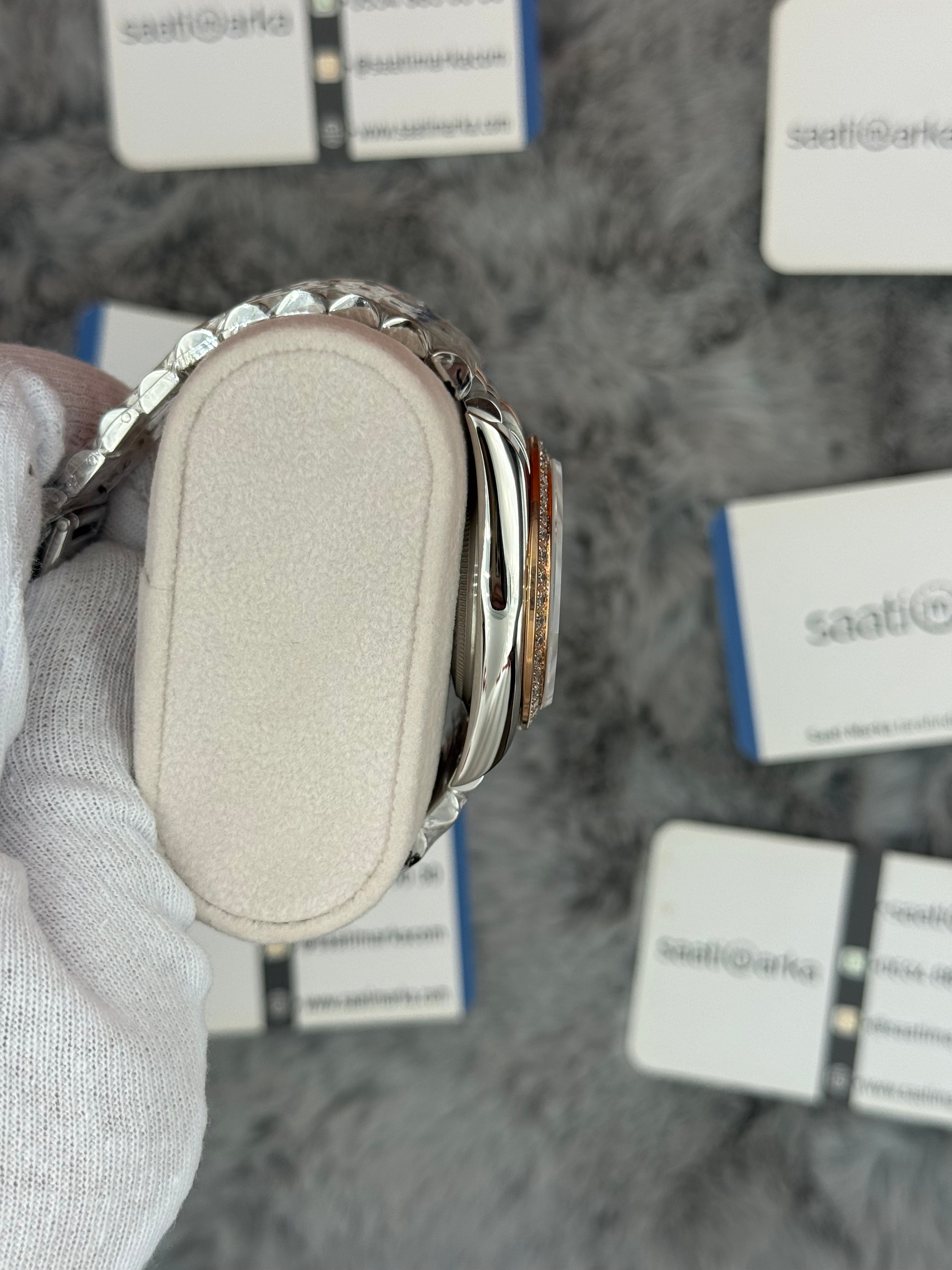 ROLEX Datejust 36mm kahverengi kadran taşlı bezel silver kasa rose silver jubilee kordon