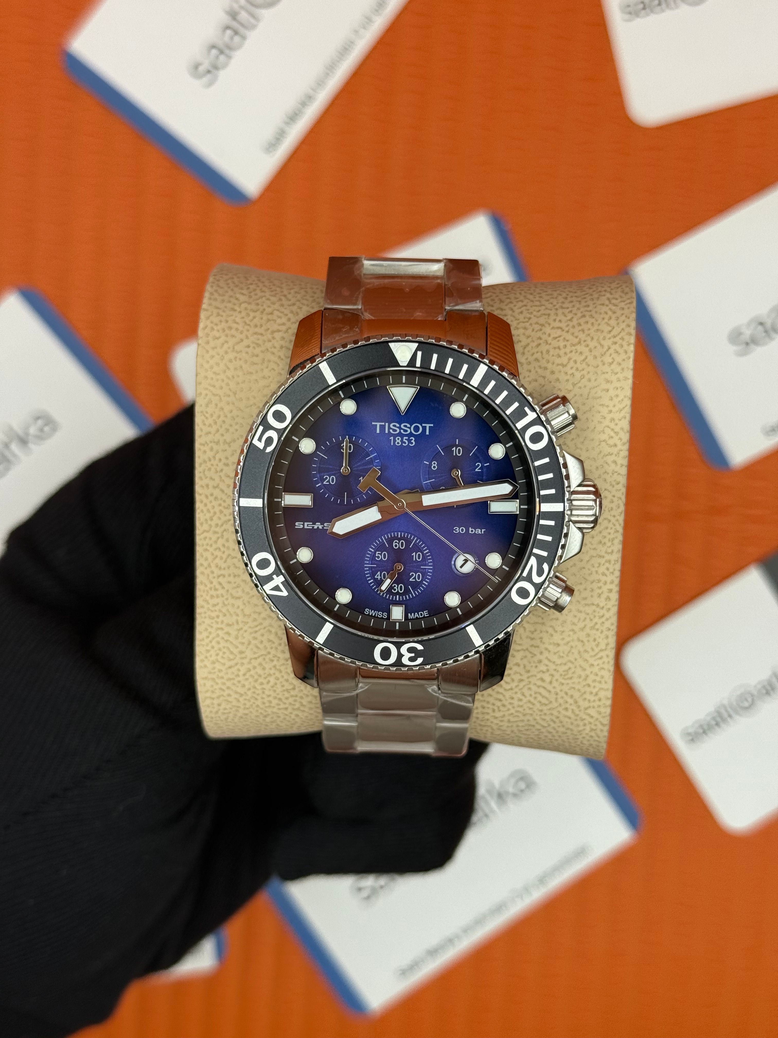 TISSOT mavi siyah kadran silver kasa kordon