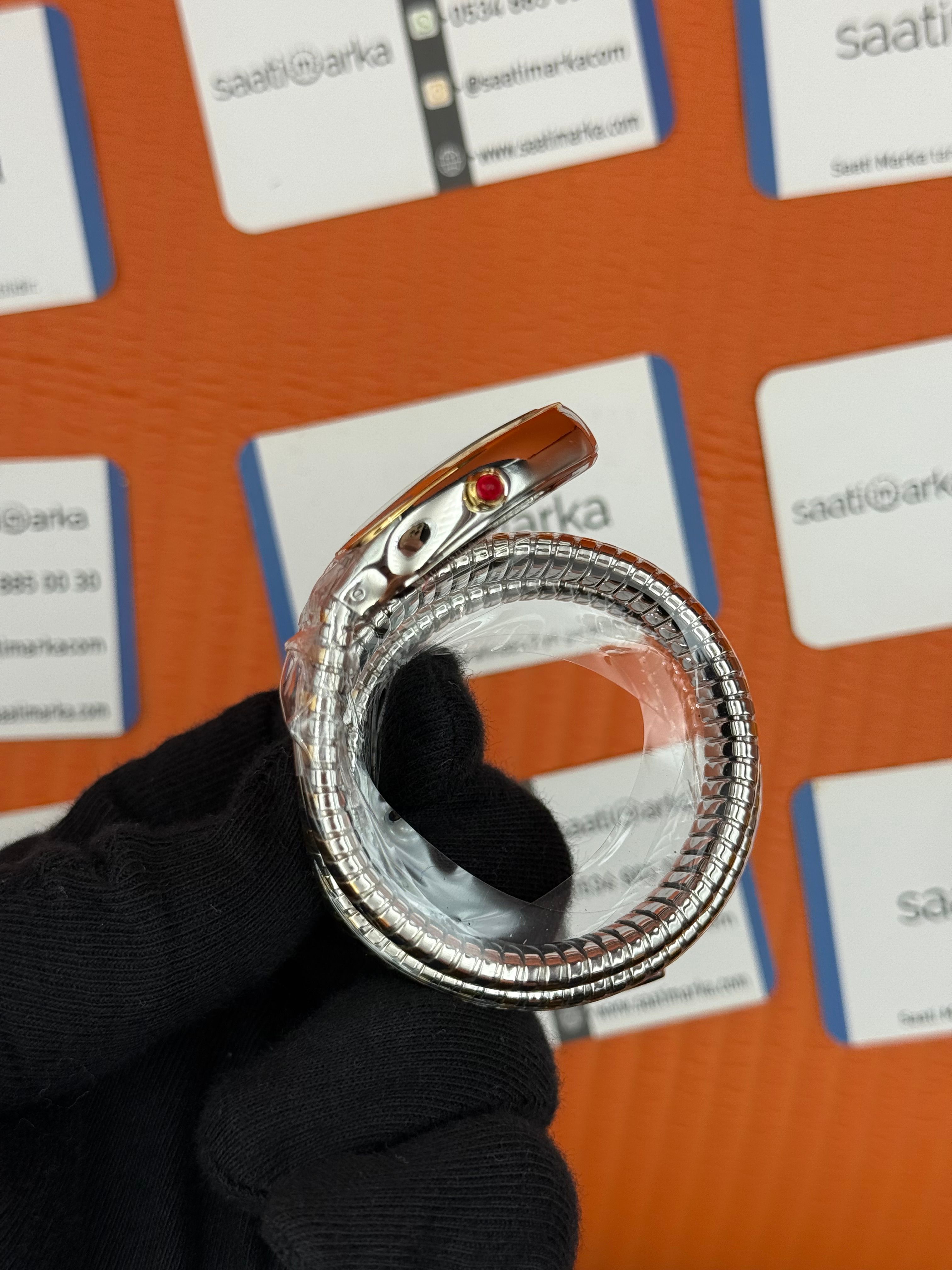 BVLGARİ serpenti çift sarma gold silver kordon mavi kadran kadın kol saati