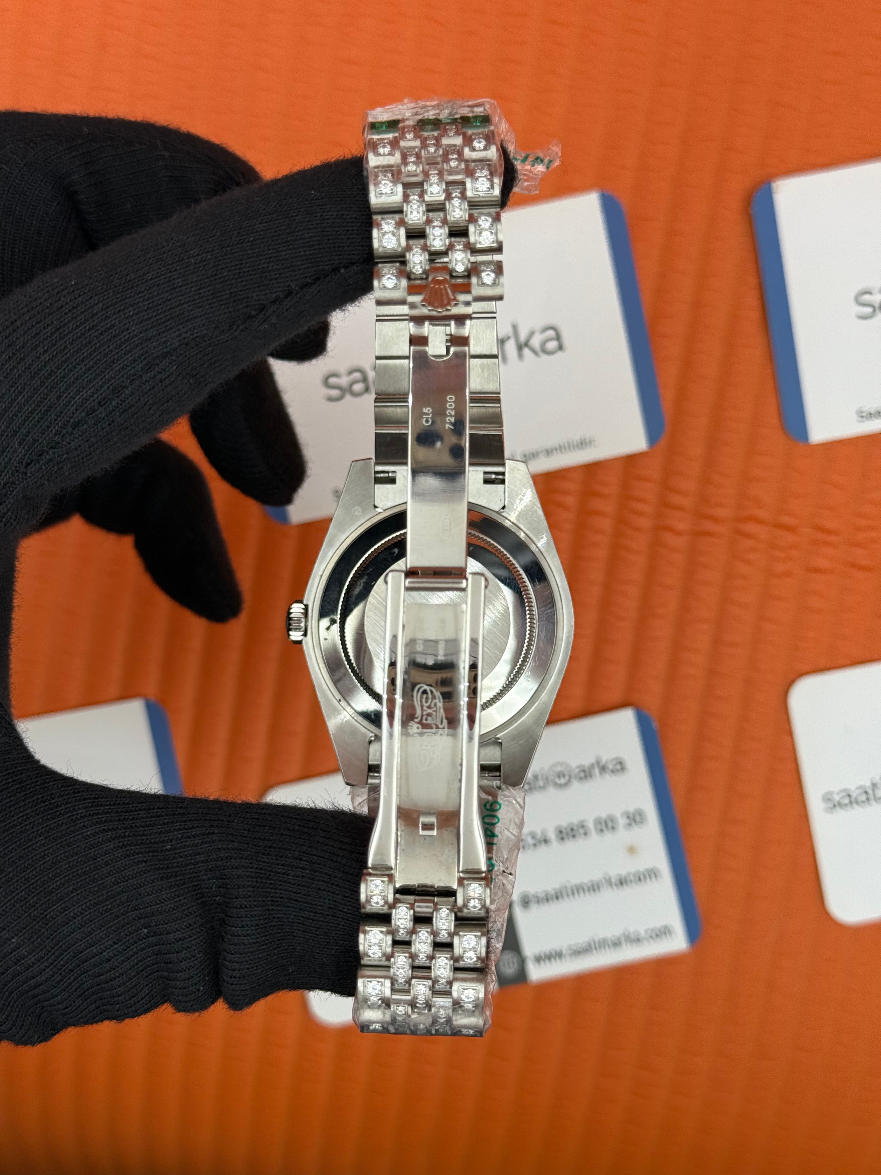 ROLEX Datejust arabic dial full diamond 41mm silver