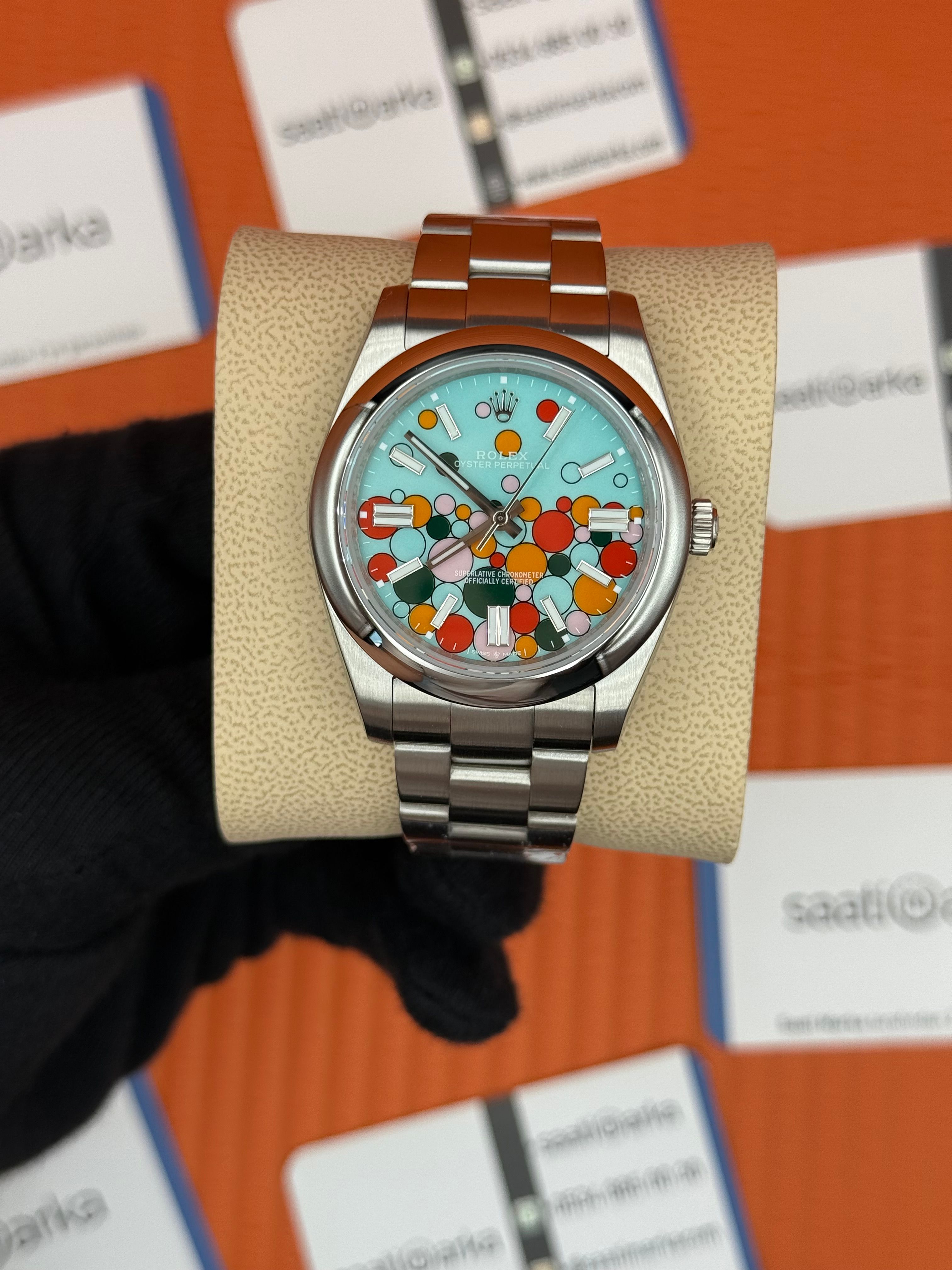 ROLEX OYSTER Perpetual celebration dial silver kasa-kordon