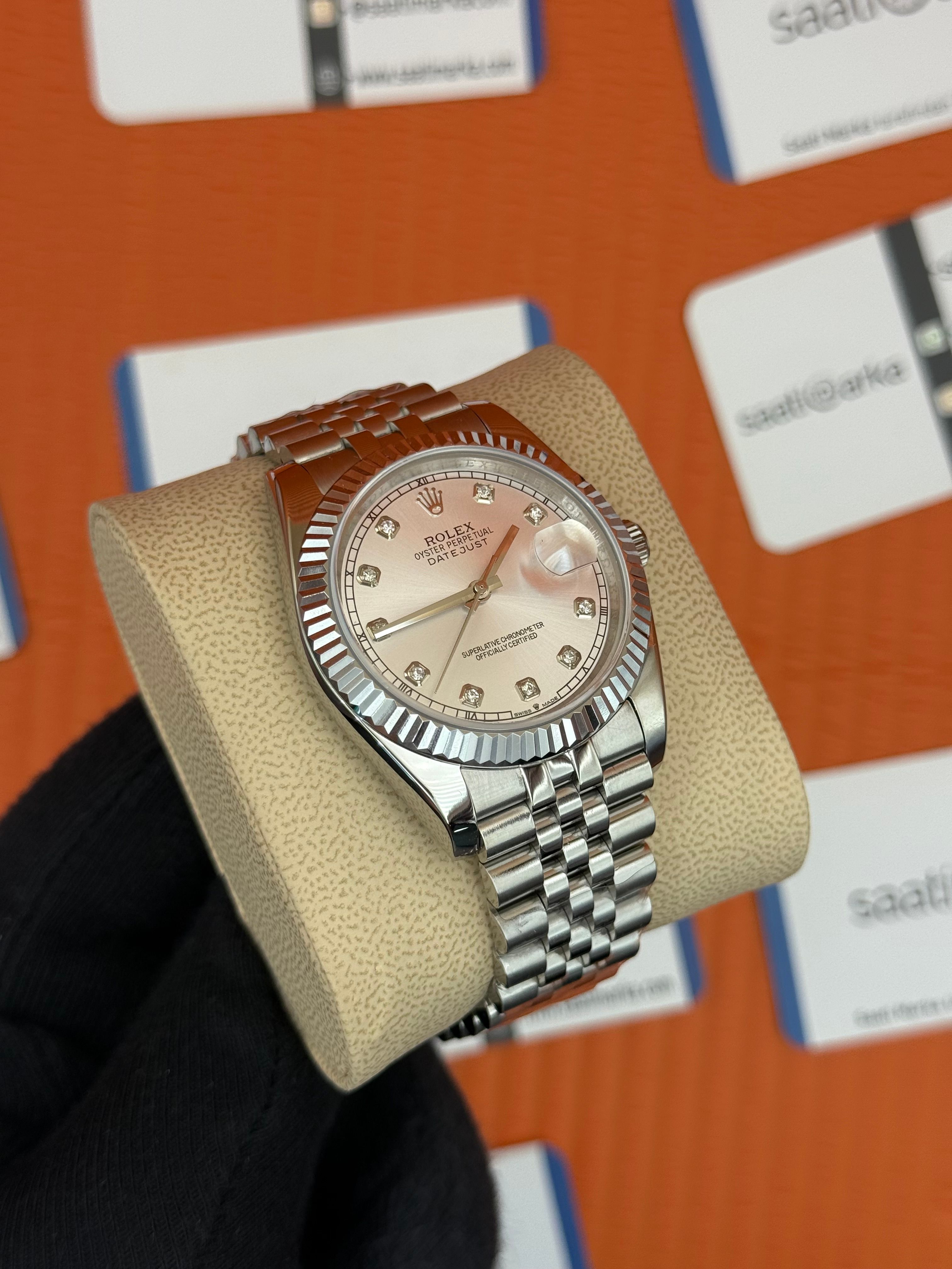 ROLEX Datejust baget taşlı white dial silver jubilee kordon