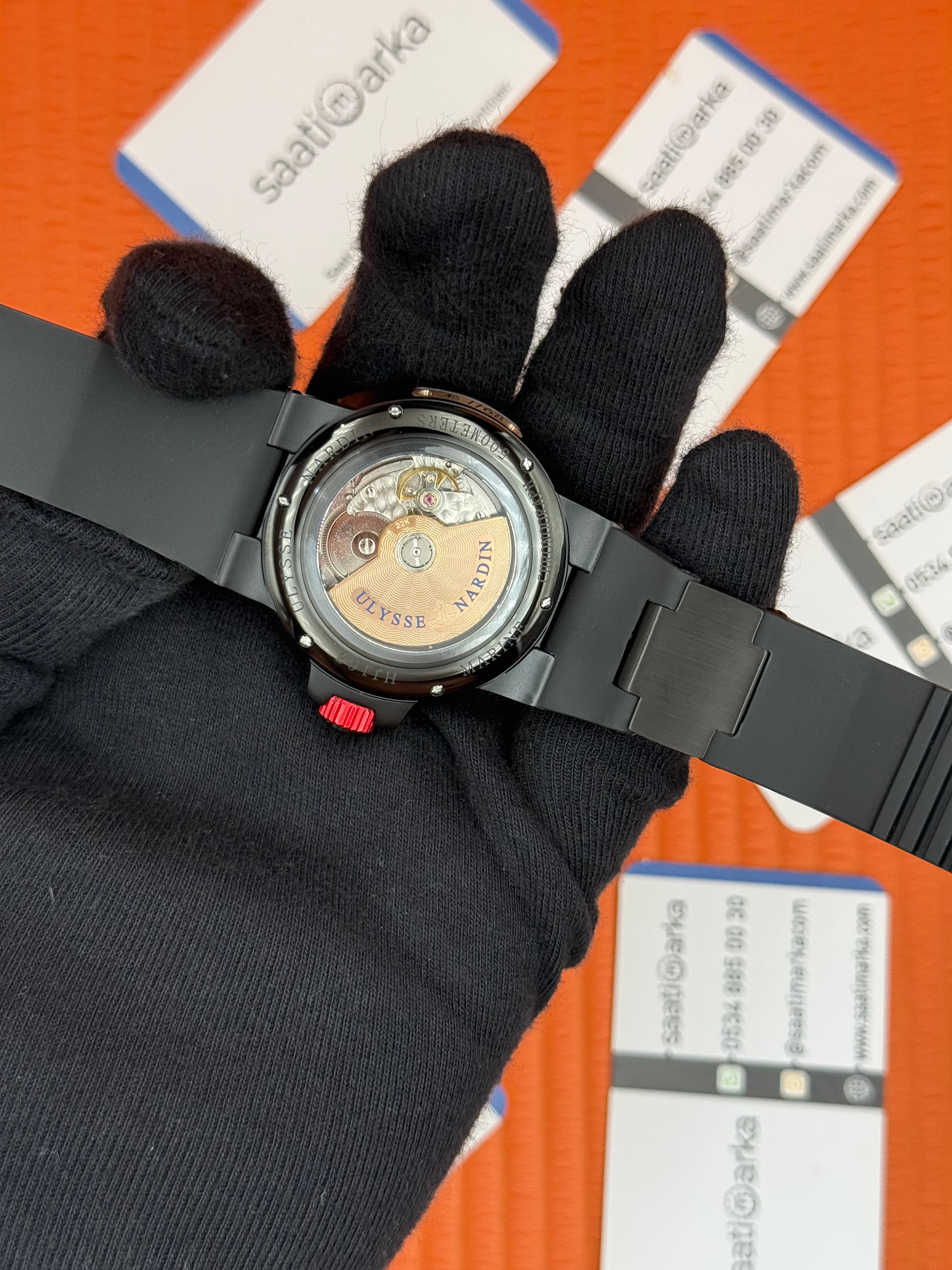 ULYSSE NARDİN MARİNE CHRONOMETER FULL SİYAH KIRMIZI DETAYLI