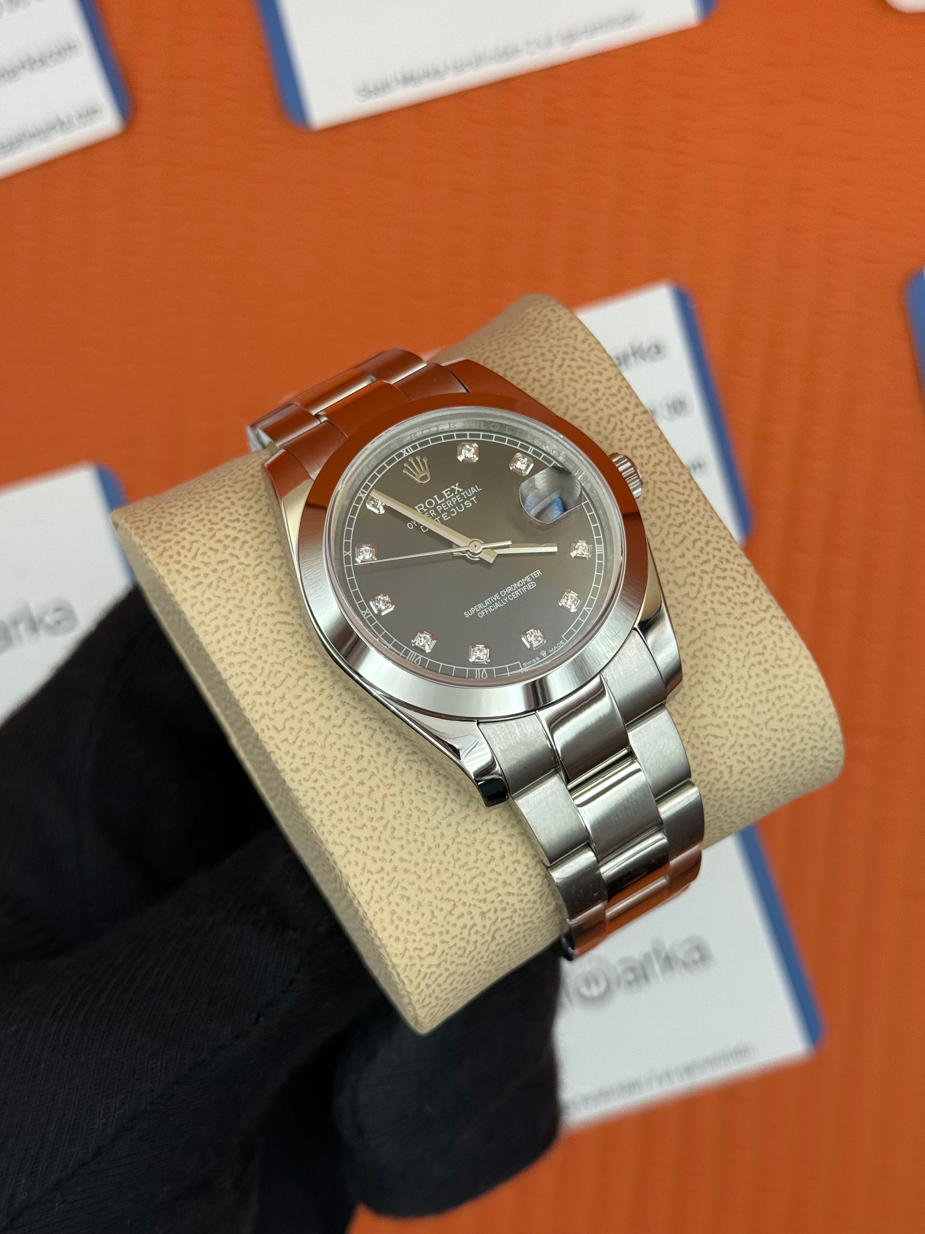 ROLEX Datejust baget taşlı grey dial silver oyster kordon