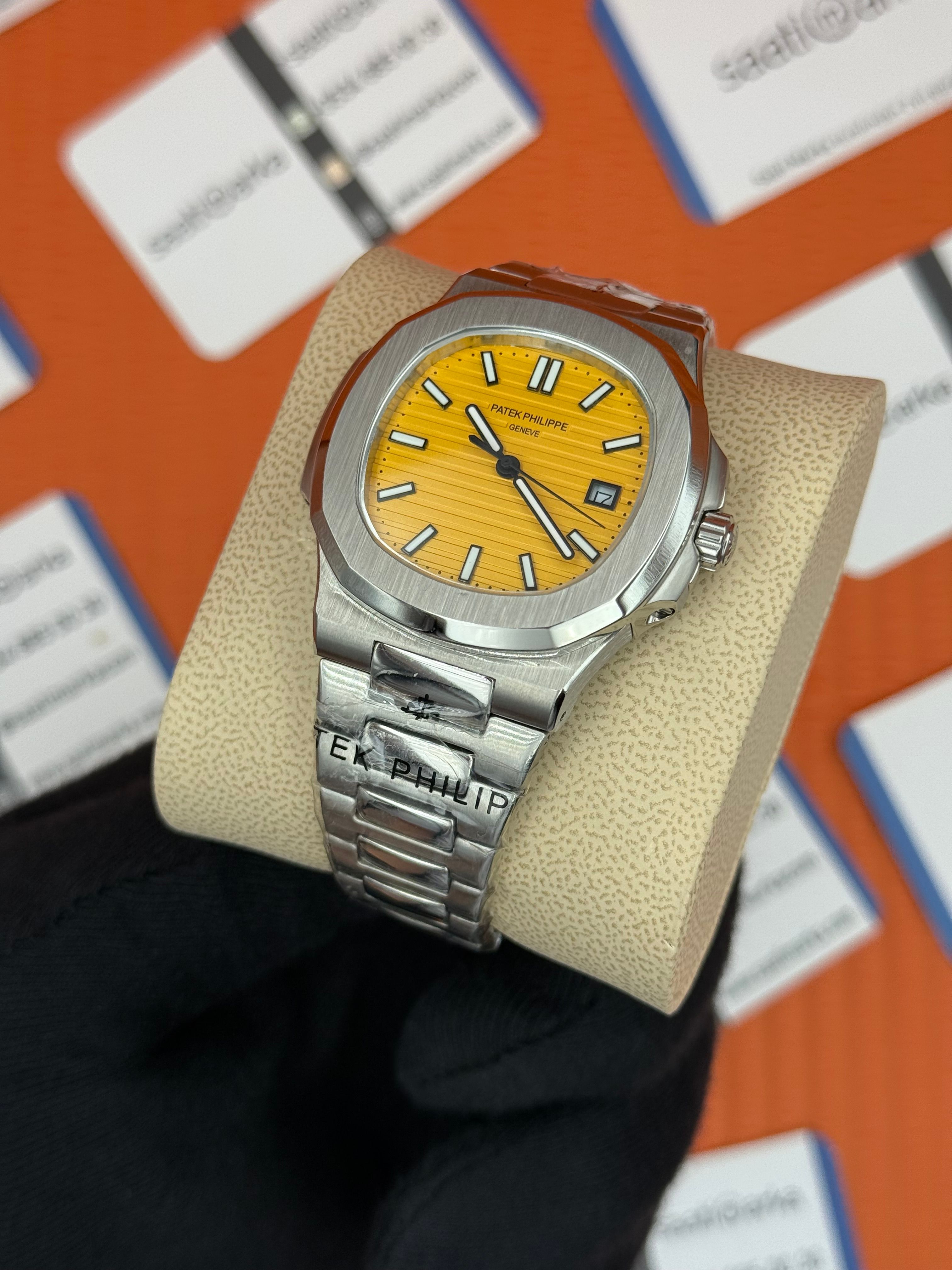 PATEK PHILIPPE NAUTİLUS SARI KADRAN SİLVER KASA-KORDON