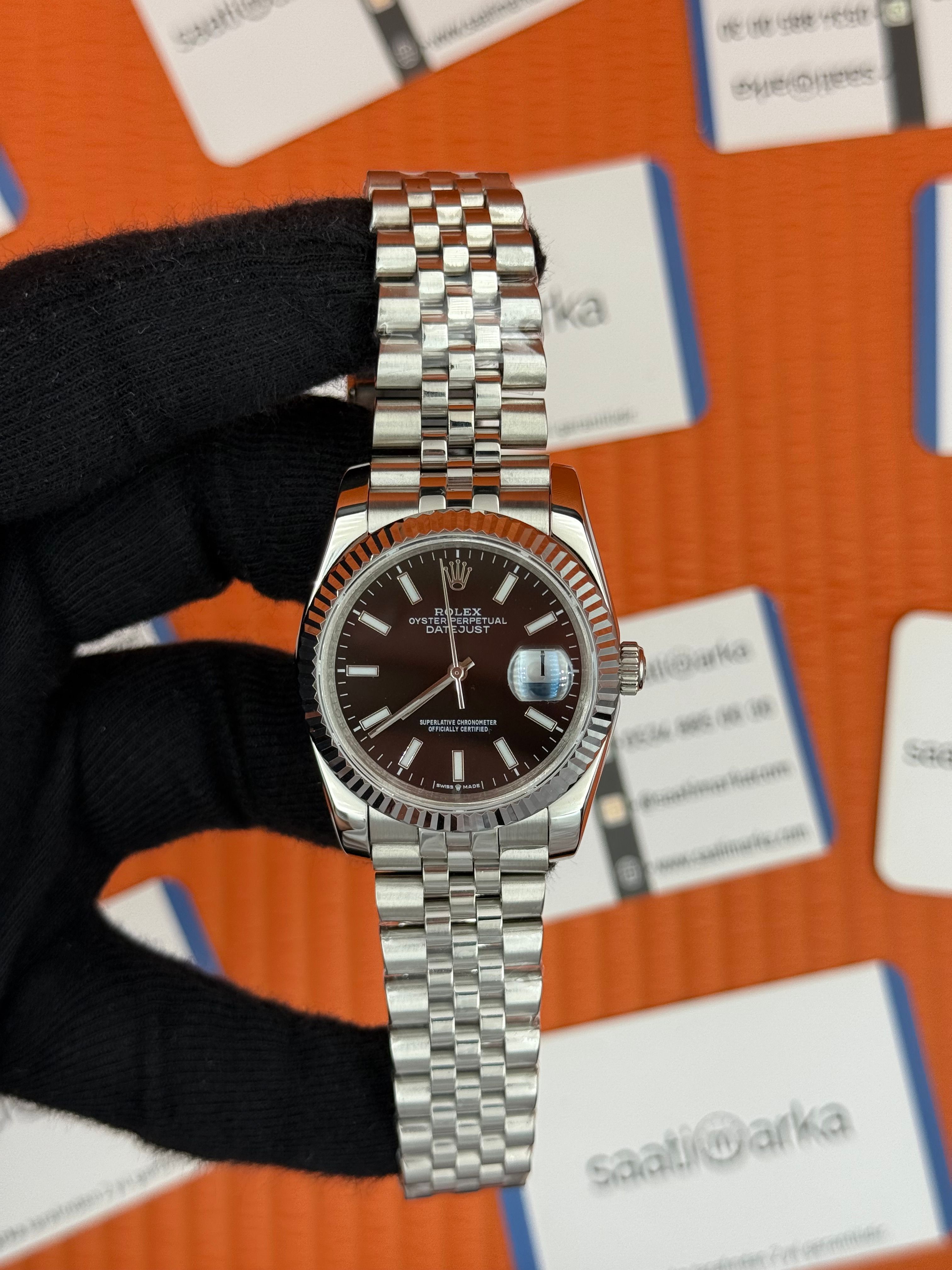 ROLEX datejust 36mm siyah kadran silver jubilee kordon 
