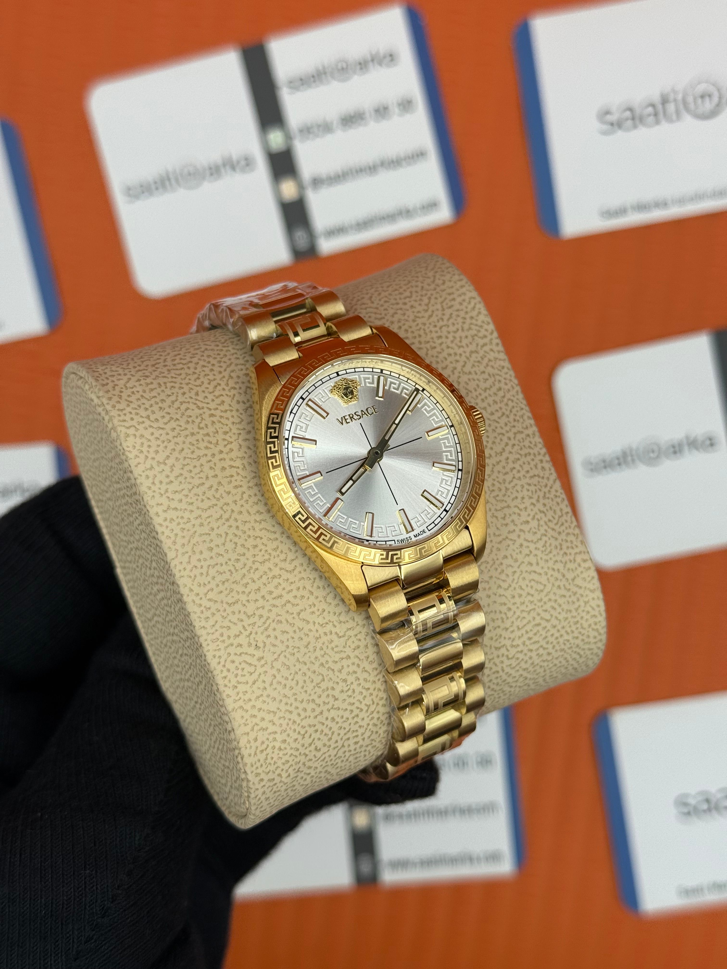 VERSACE beyaz kadran gold kasa kordon kadın kol saati