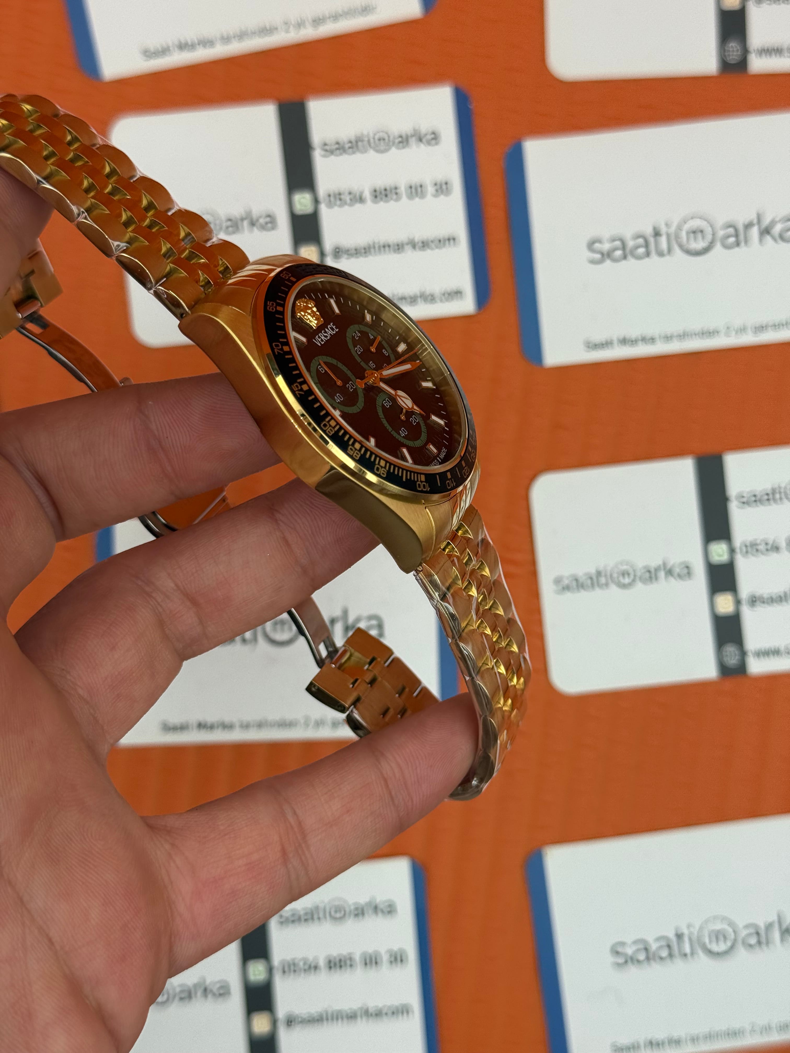 VERSACE siyah kadran gold kasa kordon jubilee erkek kol saati