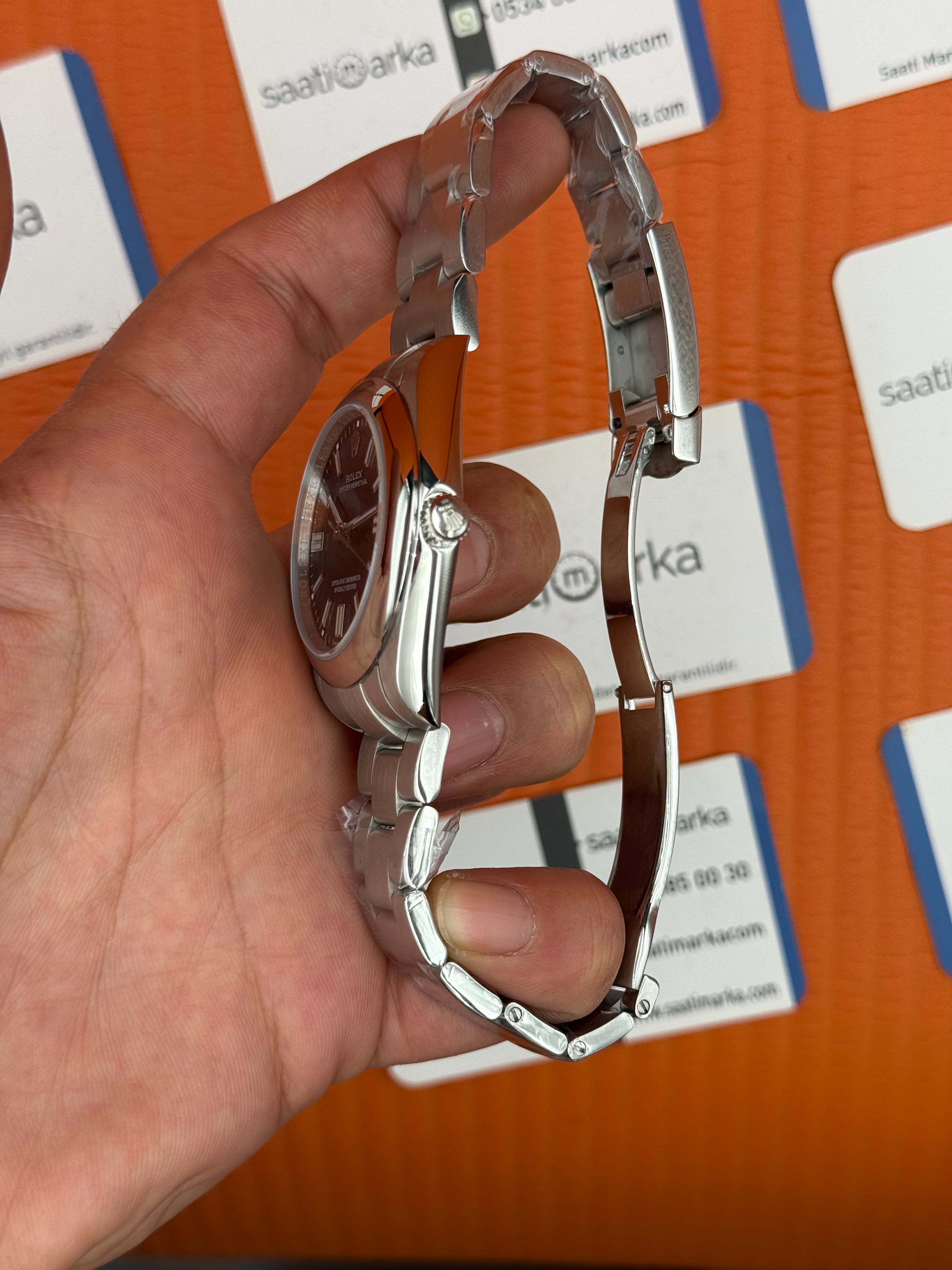 ROLEX oyster perpetual siyah kadran silver kasa kordon erkek kol saati