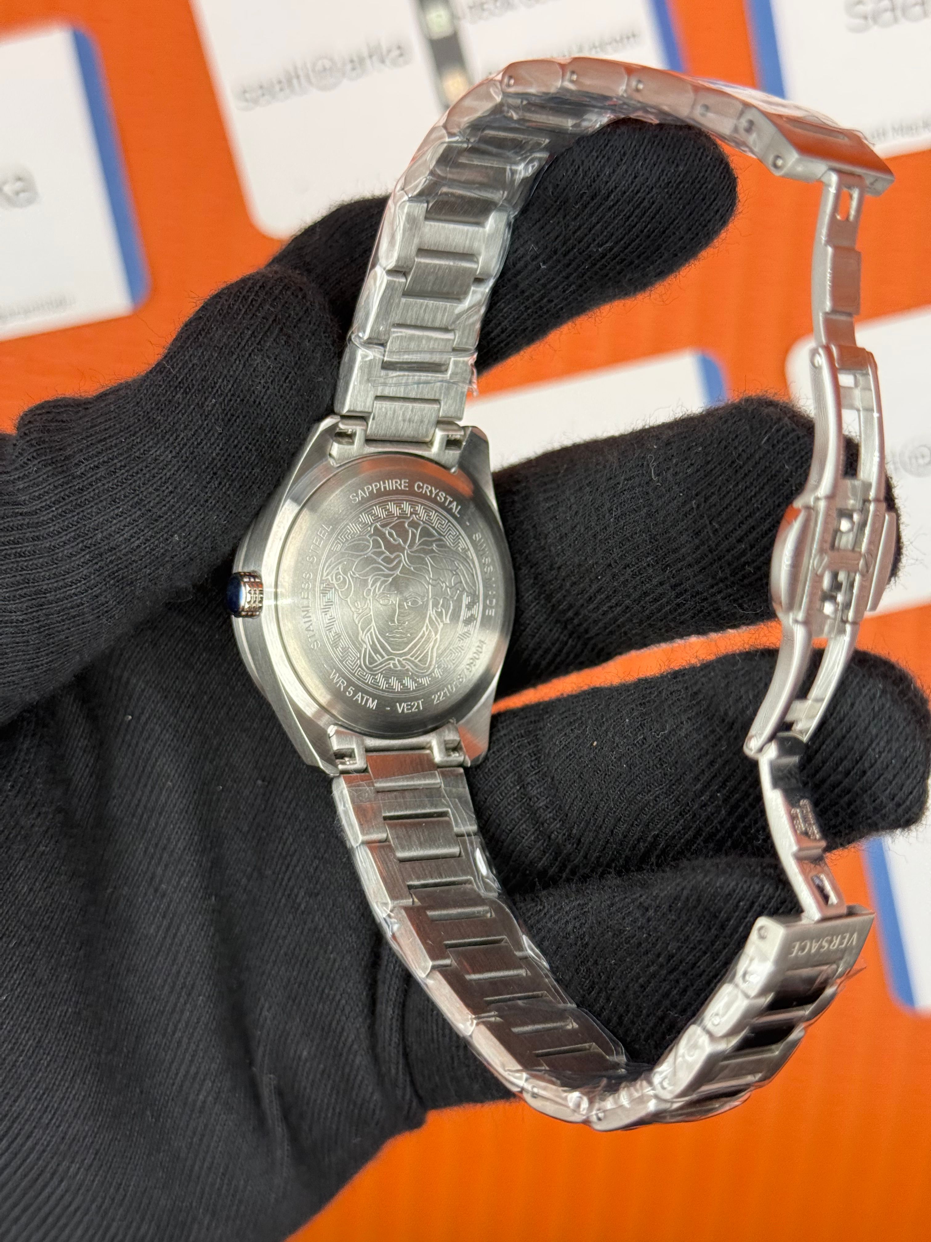 VERSACE lacivert kadran silver kasa kordon kadın kol saati