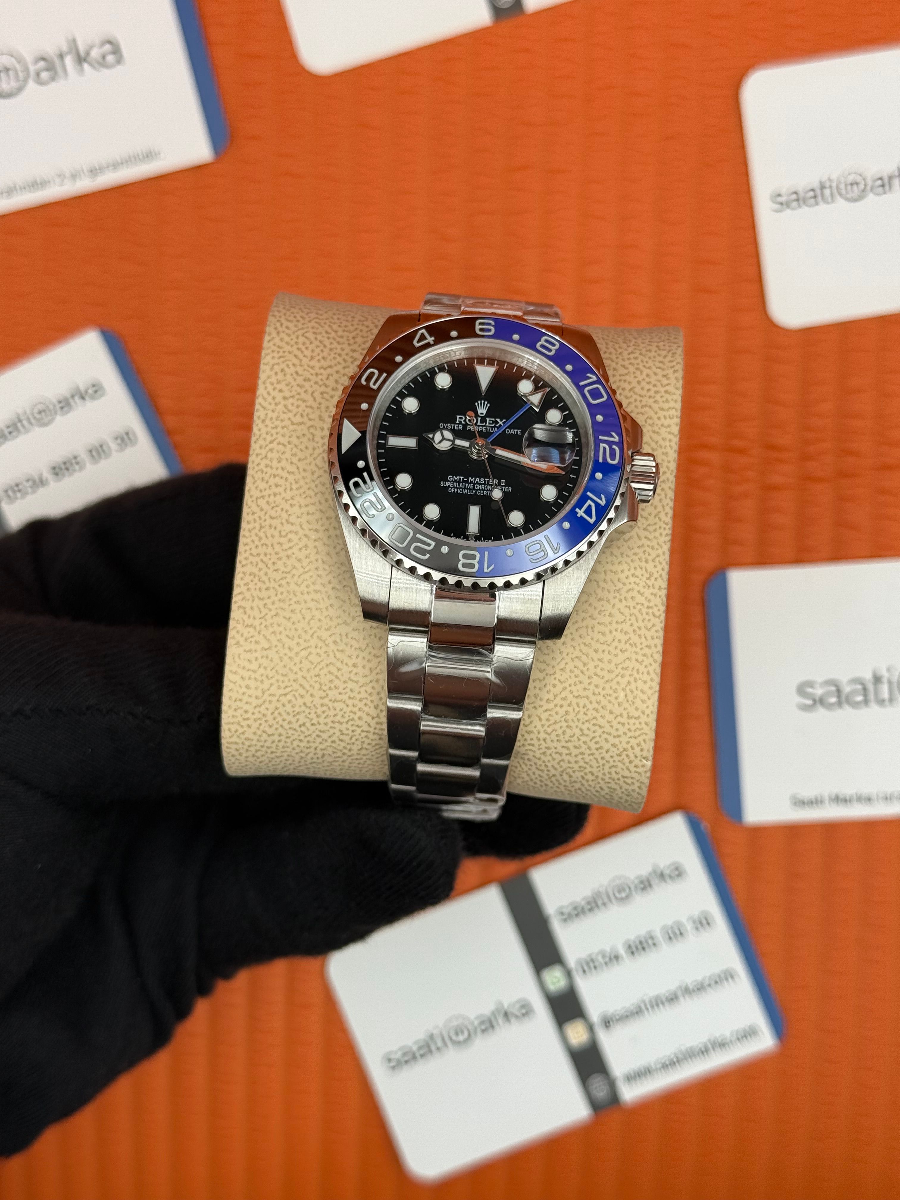 ROLEX Gmt Master batman oyster black dial black blue bezel 40mm