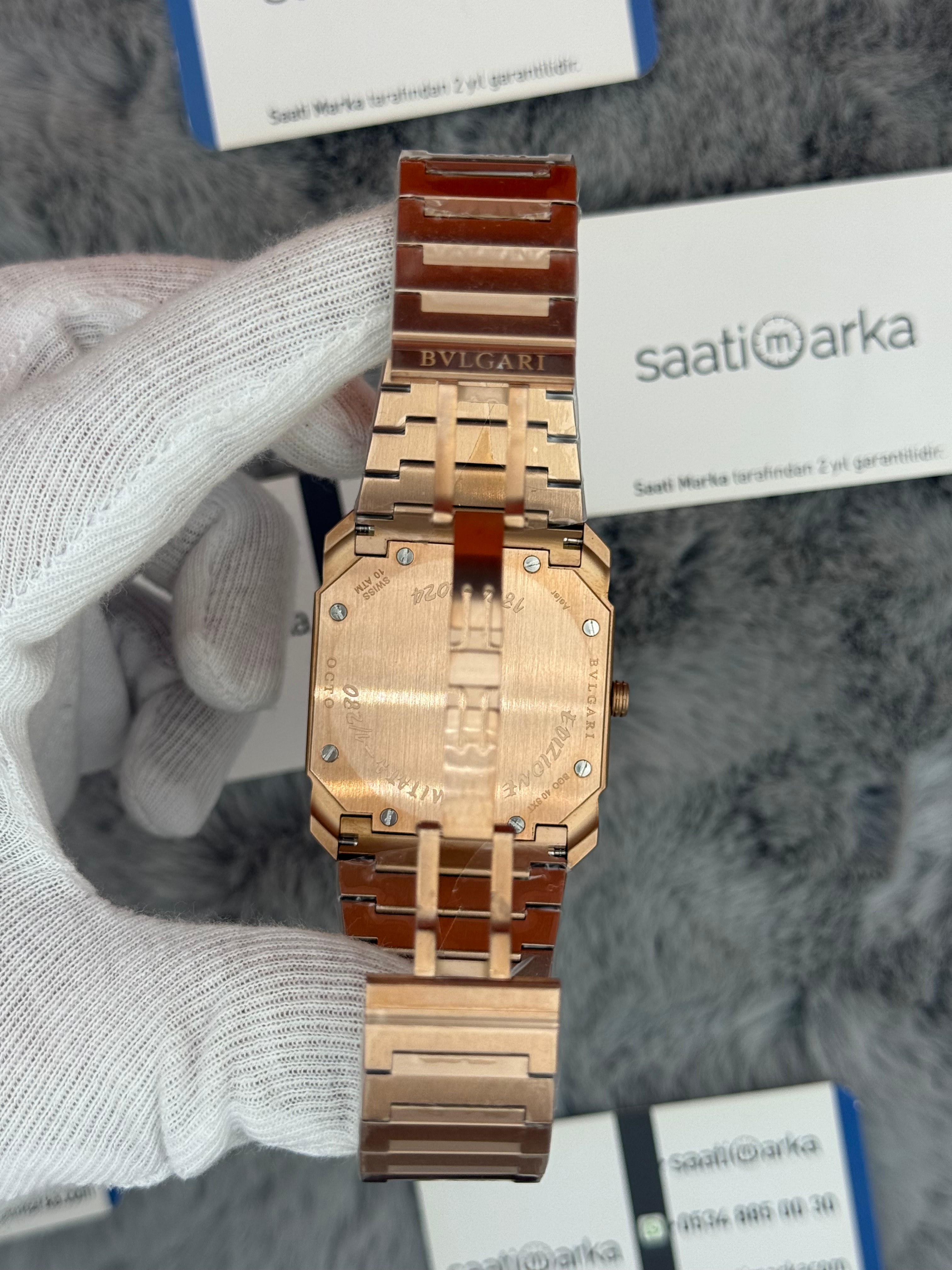 BVLGARİ octo 40mm pusula kadran rose kasa kordon erkek kol saati