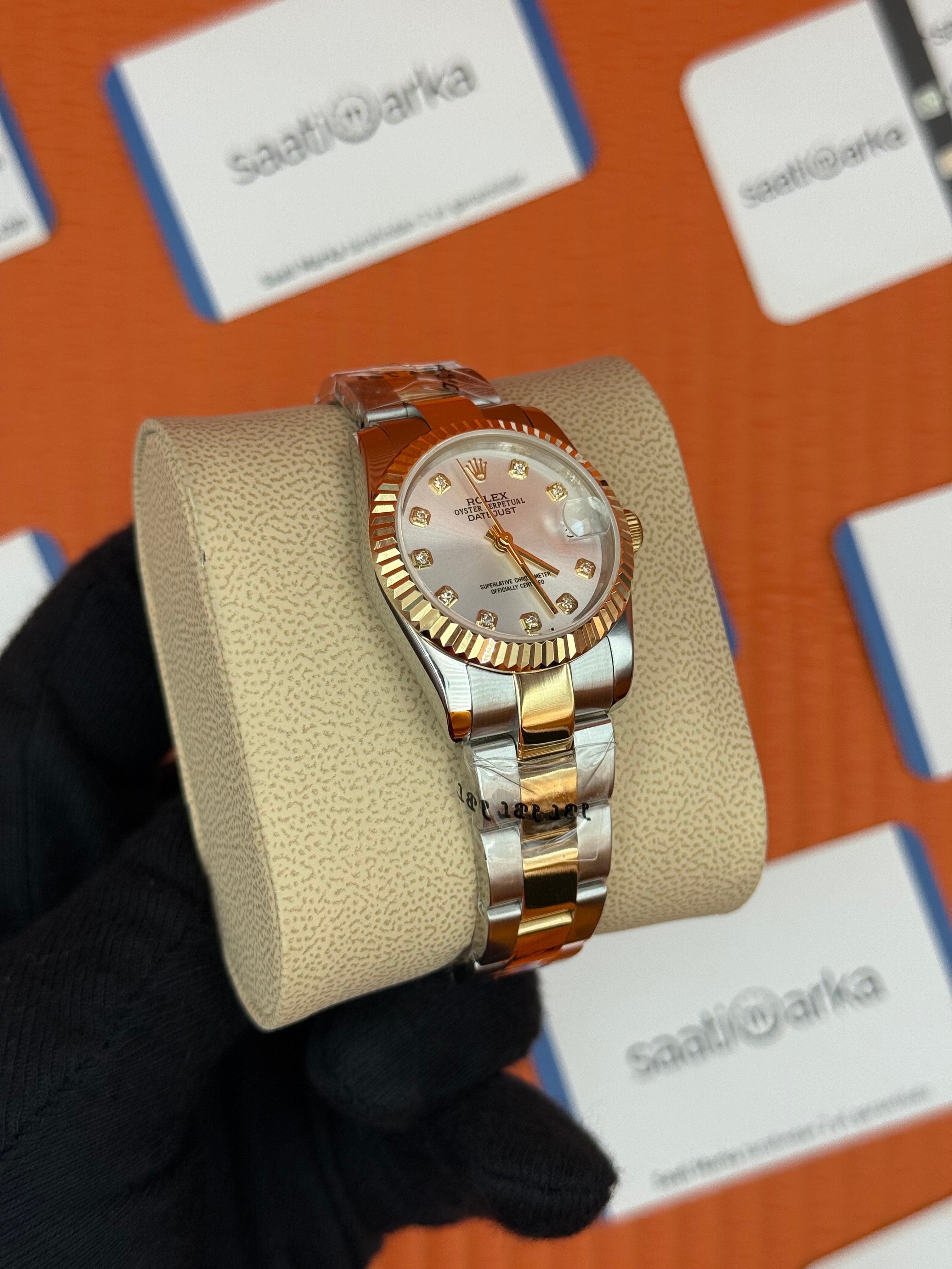 ROELX datejust 31mm beyaz baget taşlı kadran gold silver oyster kordon