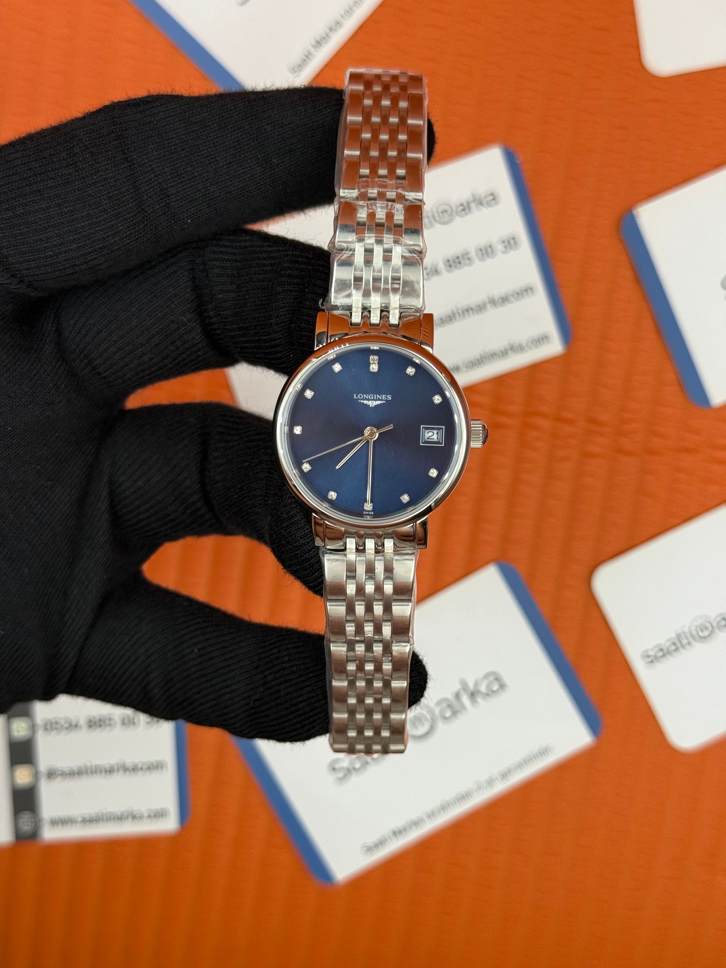 LONGINES L431049976 mavi baget taşlı kadran silver kasa kordon 29mm 