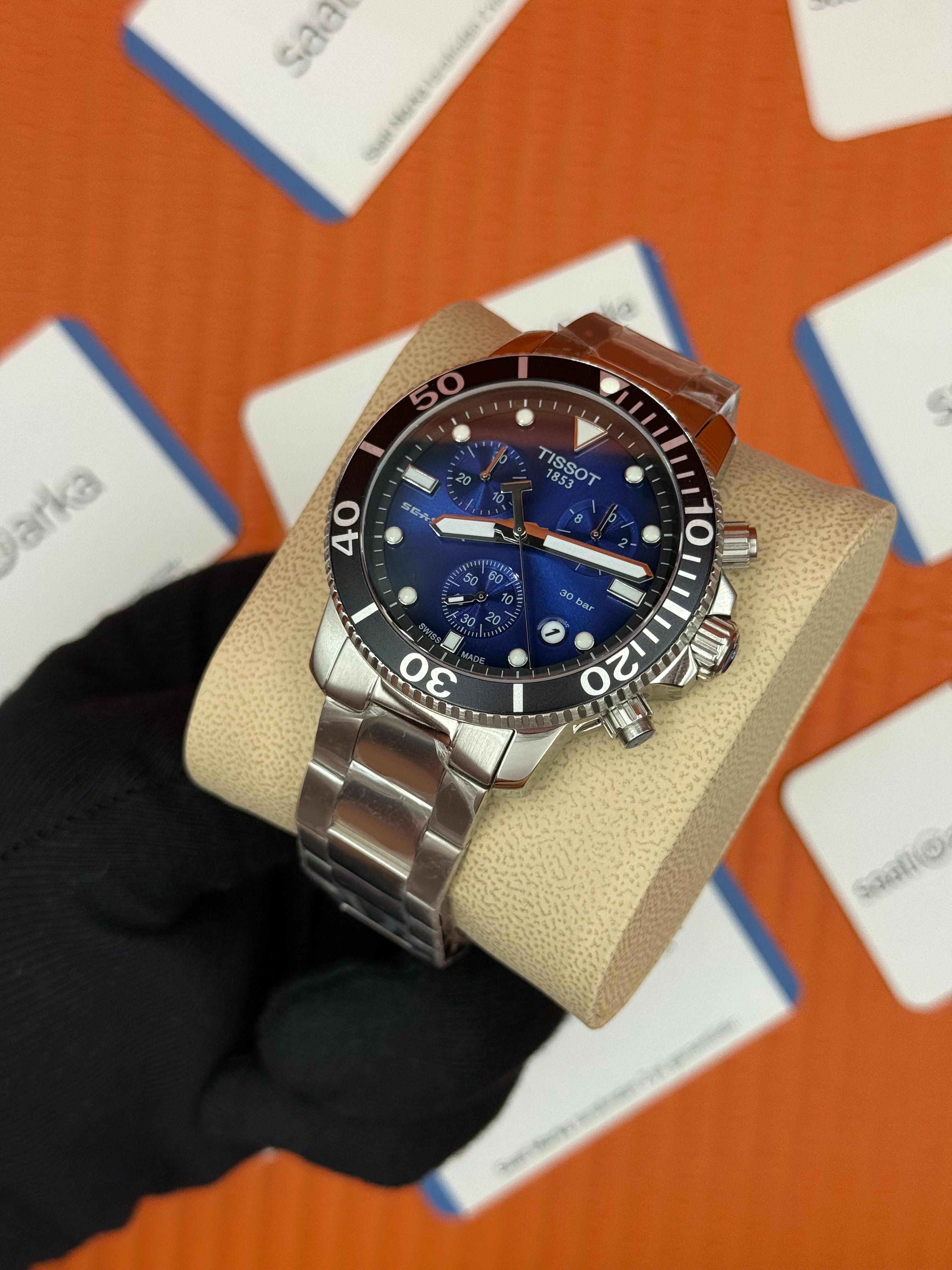 TISSOT mavi siyah kadran silver kasa kordon