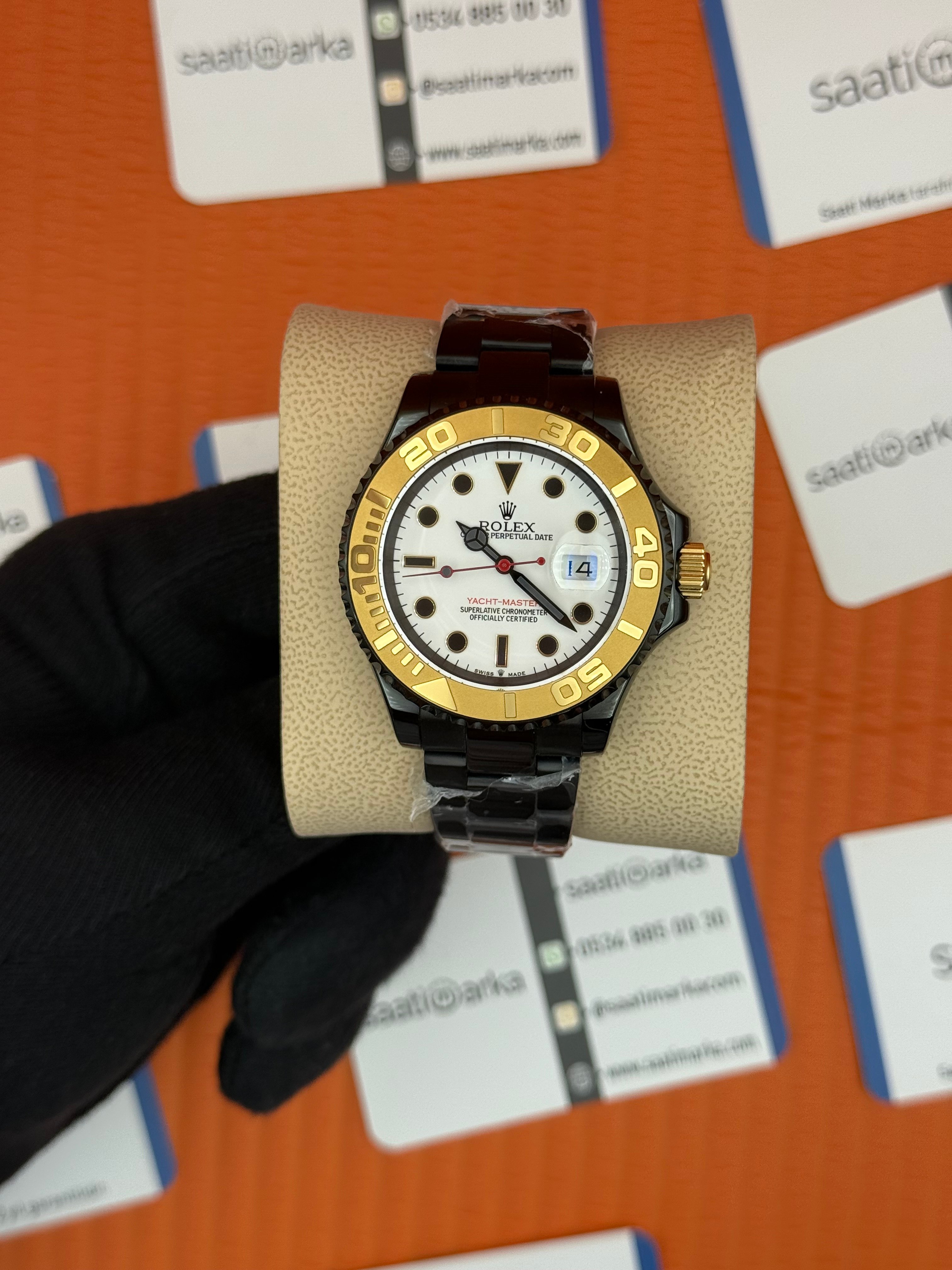 ROLEX Yacht Master white dial çelik siyah kasa kordon