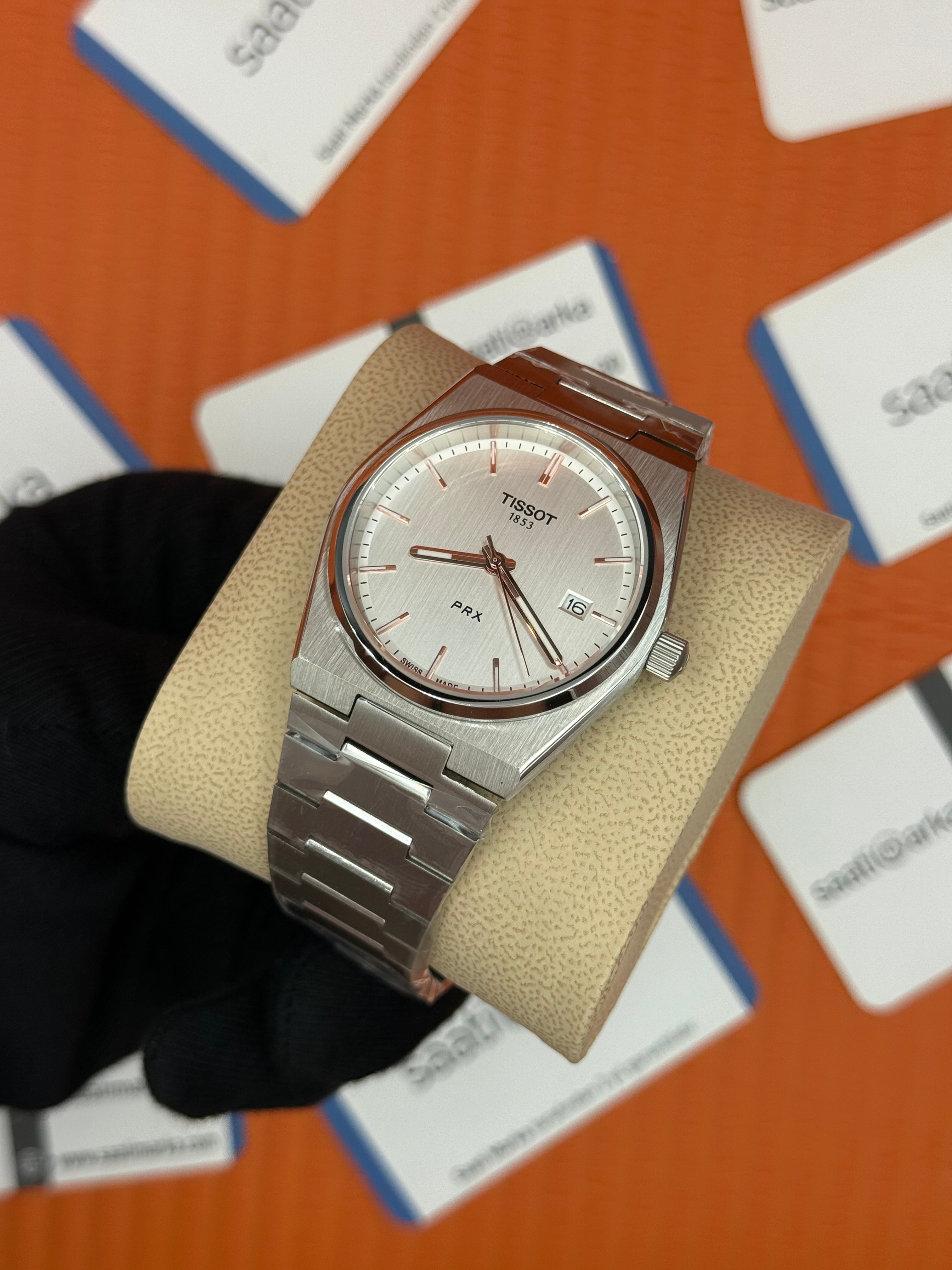 TISSOT PRX 40MM beyaz kadran silver kasa kordon erkek kol saati
