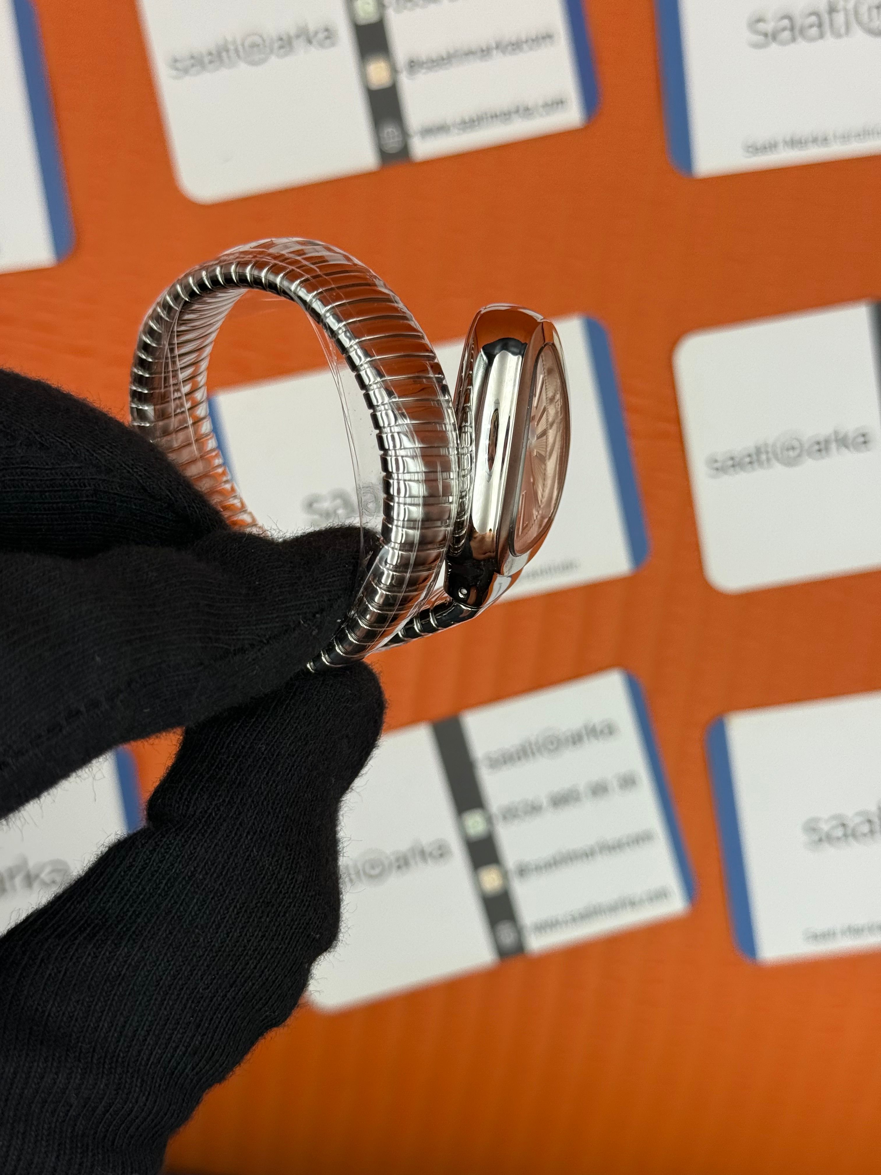 BVLGARİ serpenti tek sarma silver kordon beyaz kadran kadın kol saati