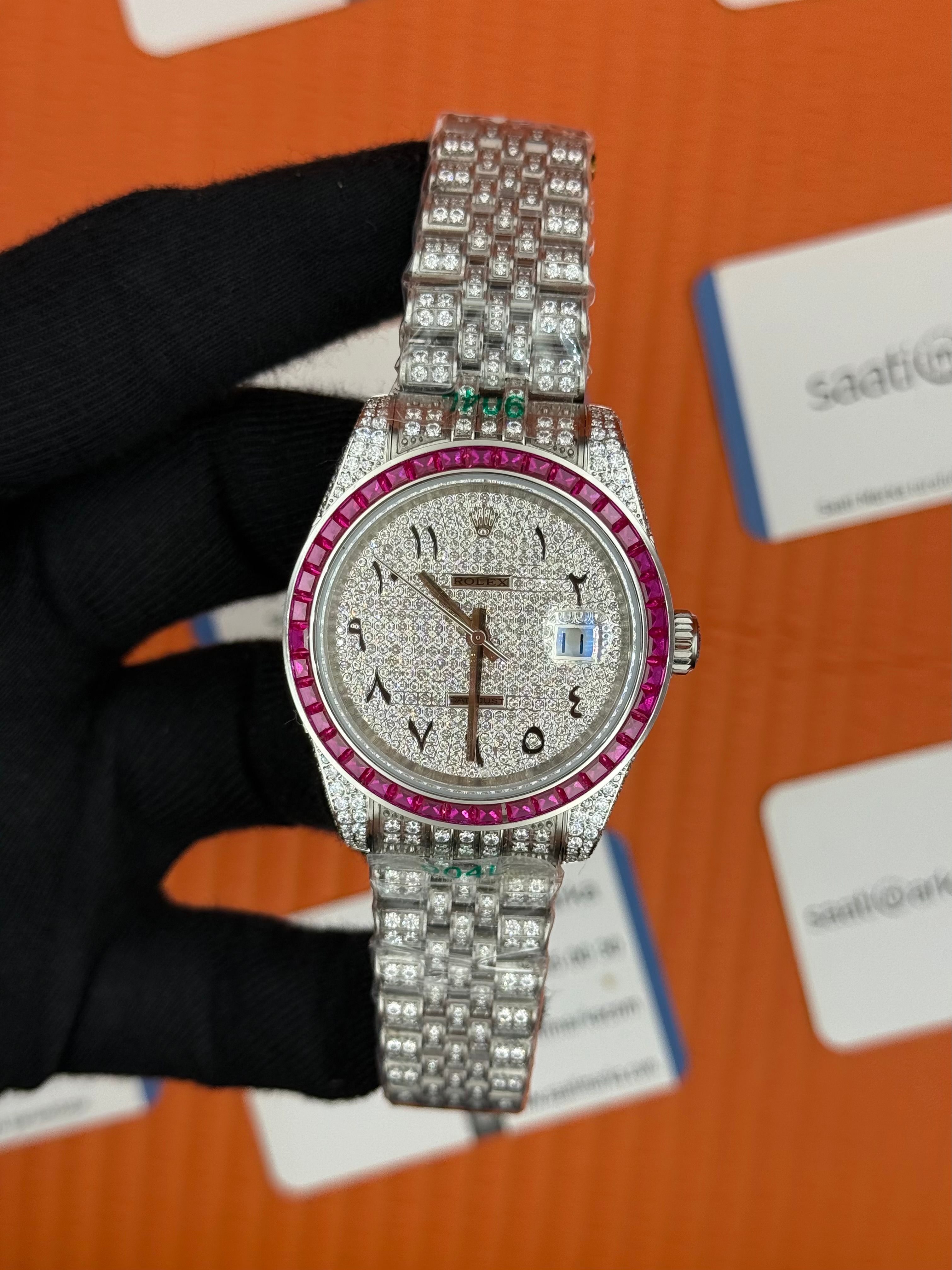 ROLEX Datejust arabic dial full diamond 41mm silver
