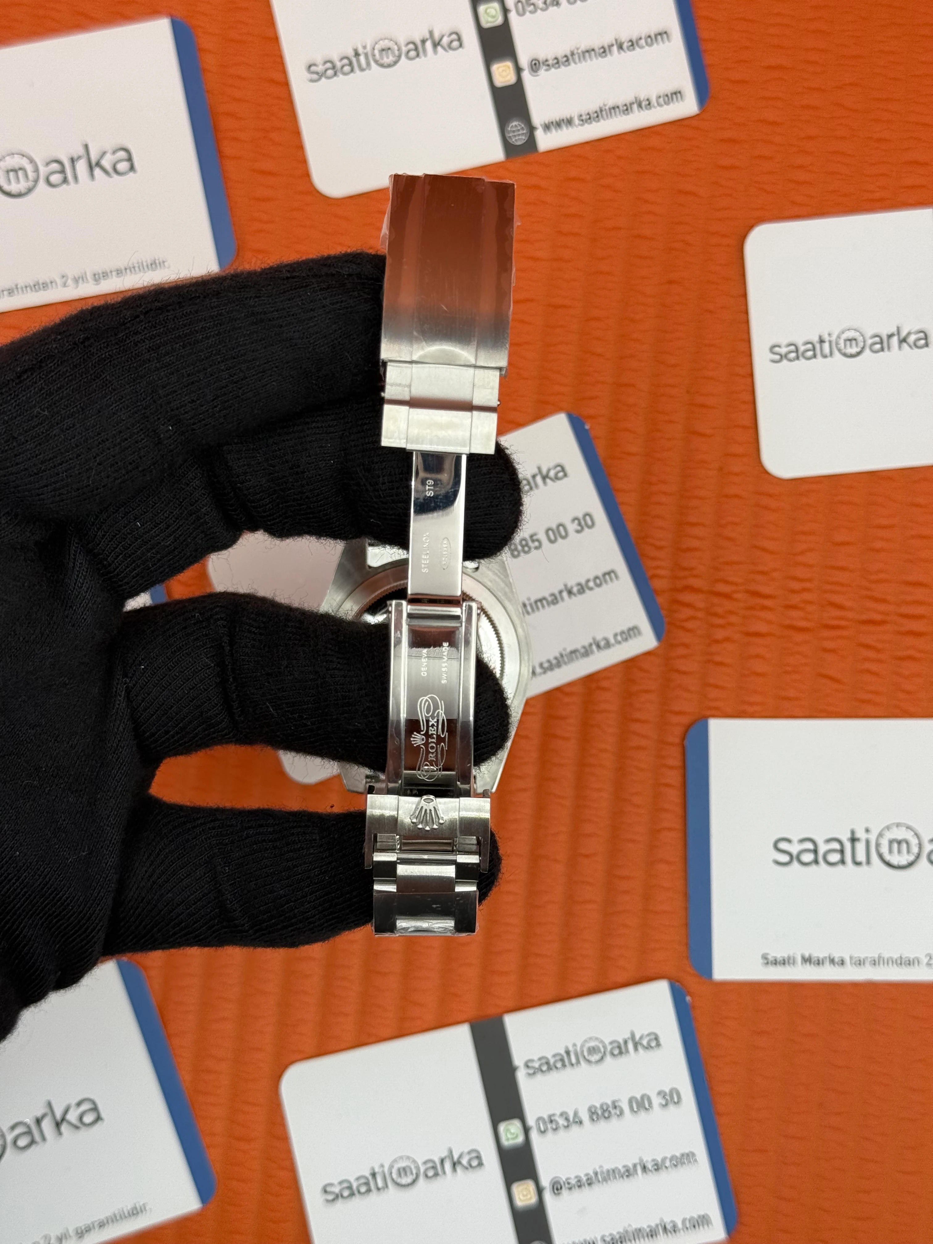 ROLEX Submariner black dial blue bezel silver kasa-kordon