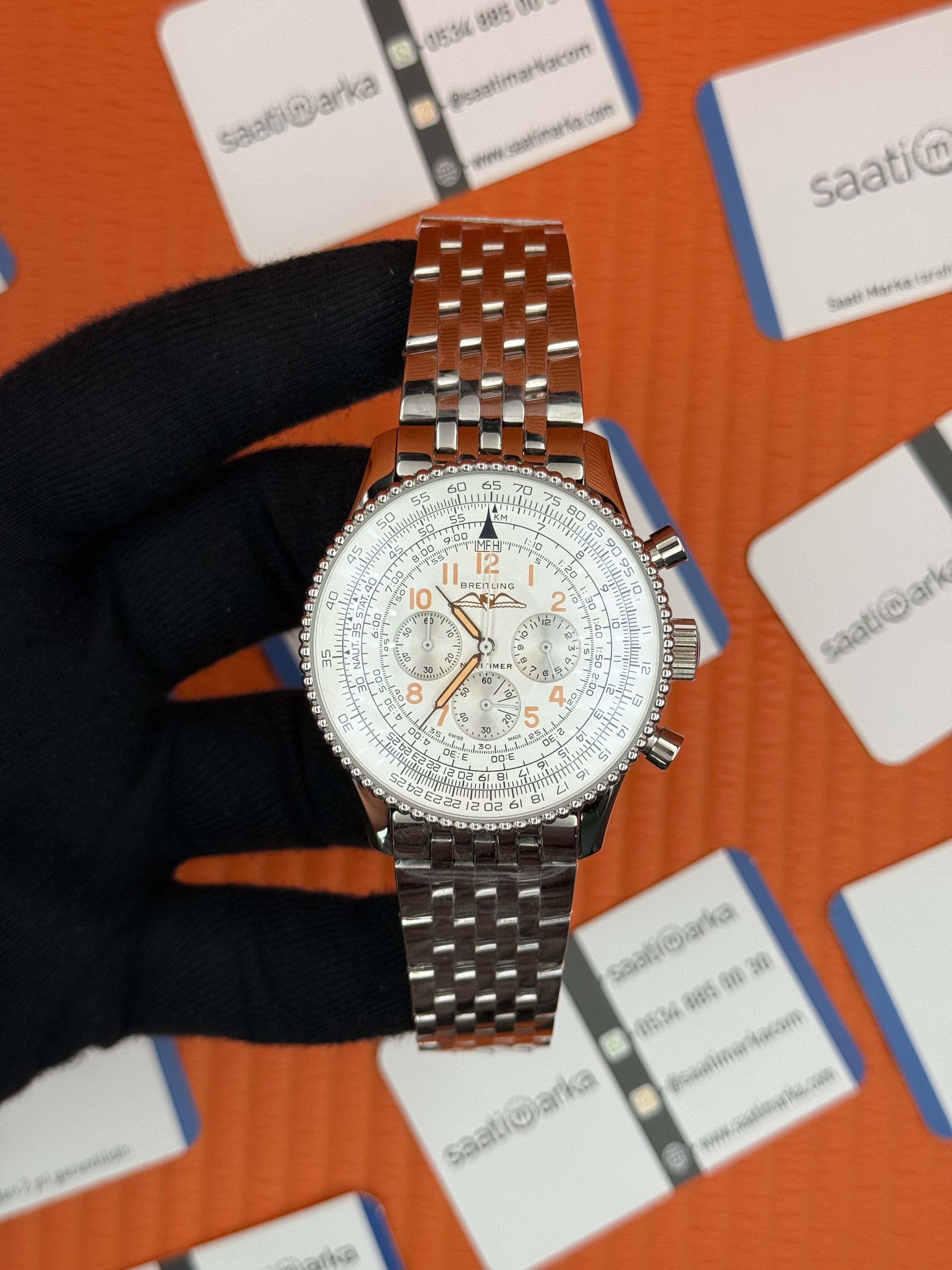 BREITLING Navitimer beyaz kadran silver kasa-kordon