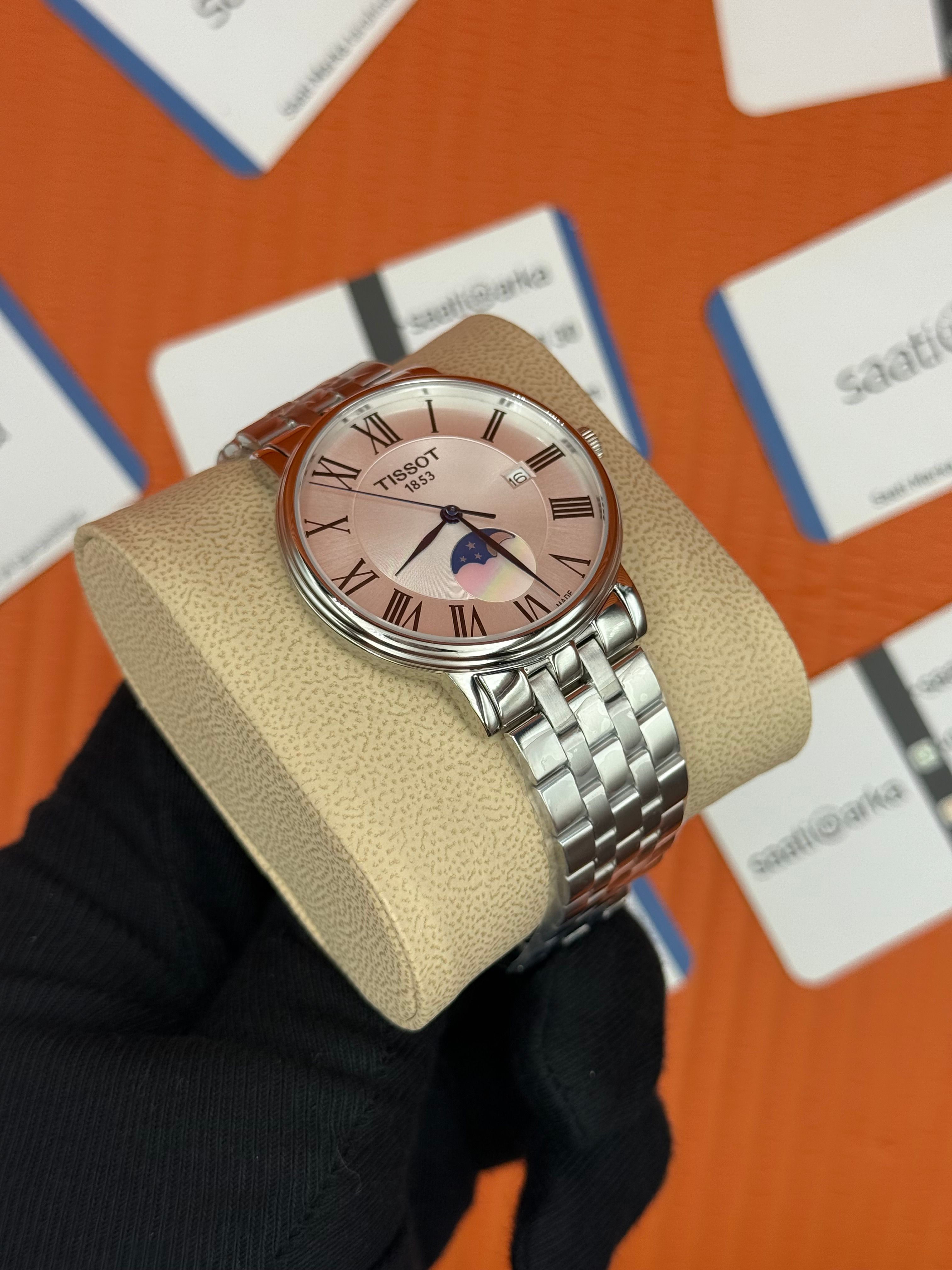 TISSOT carson premium gent moonphase beyaz kadran silver jubile kordon erkek kol saati