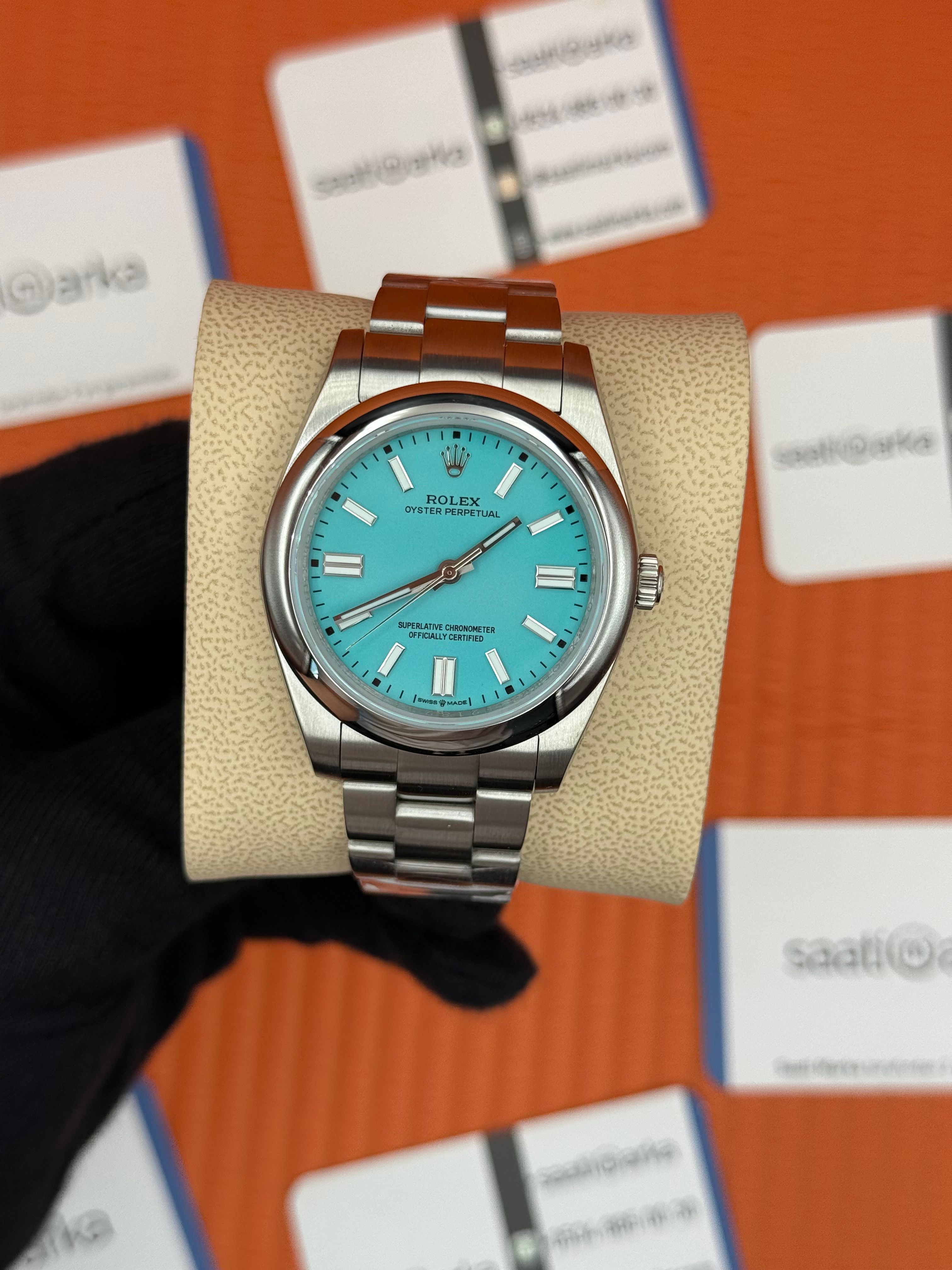 ROLEX OYSTER  Perpetual tiffany dial silver kasa-kordon