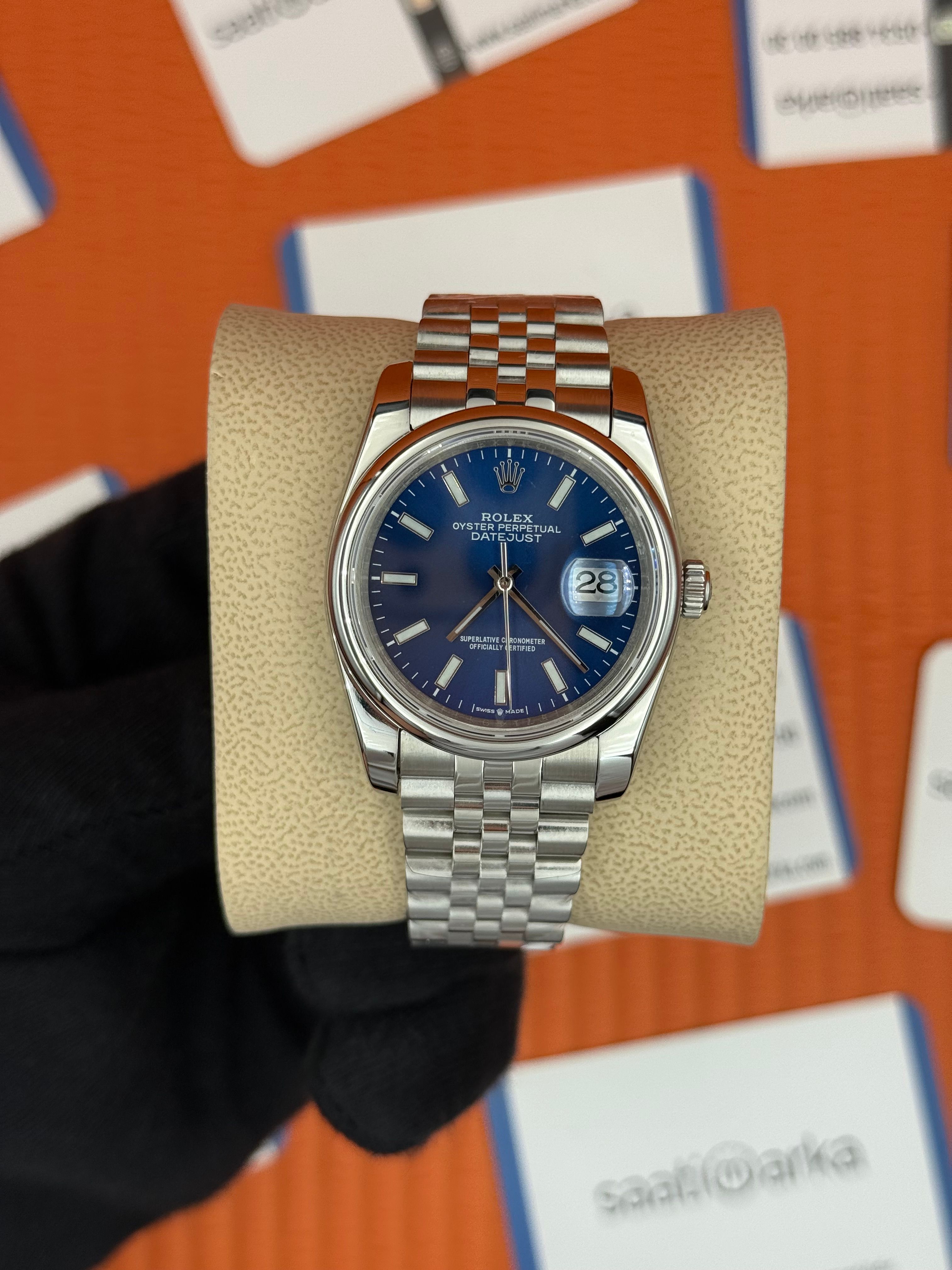 ROLEX datejust 36mm mavi kadran silver jubilee kordon