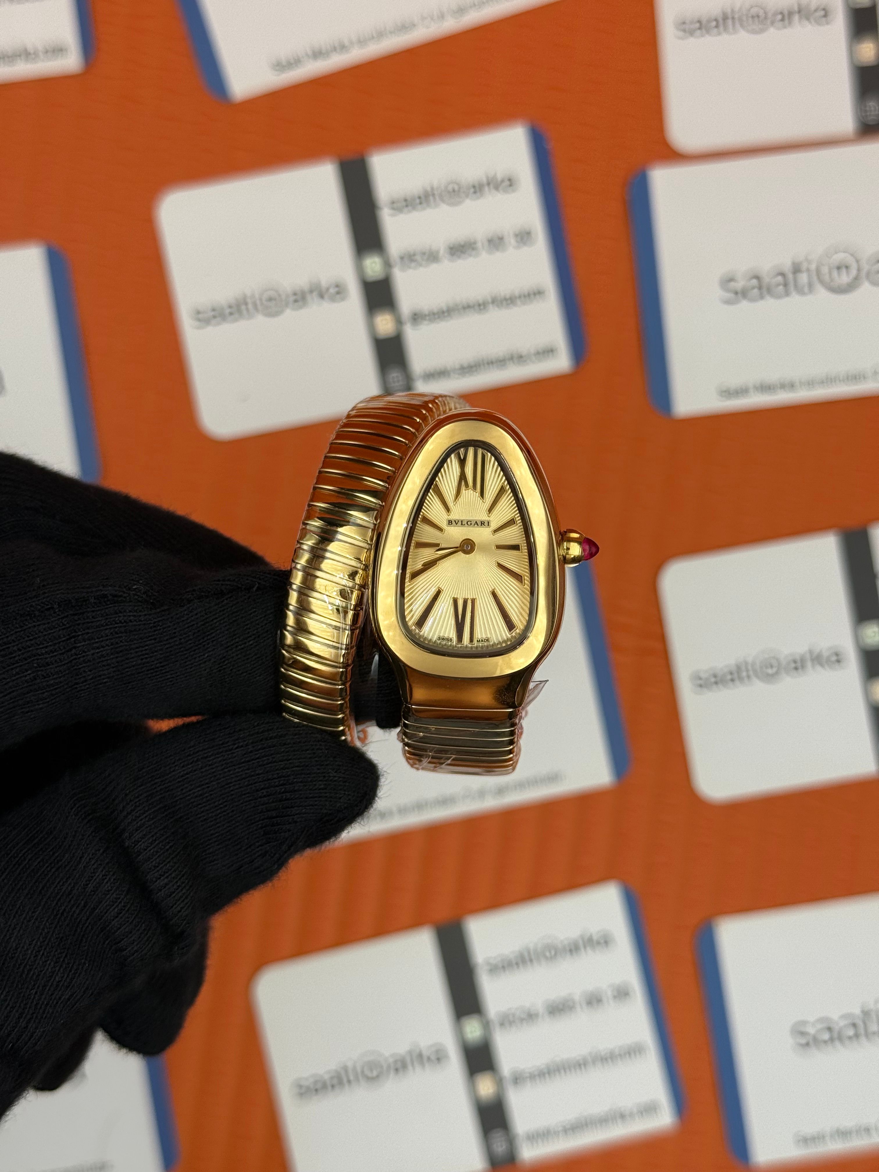 BVLGARİ serpenti tek sarma gold kordon şampanya kadran kol saati