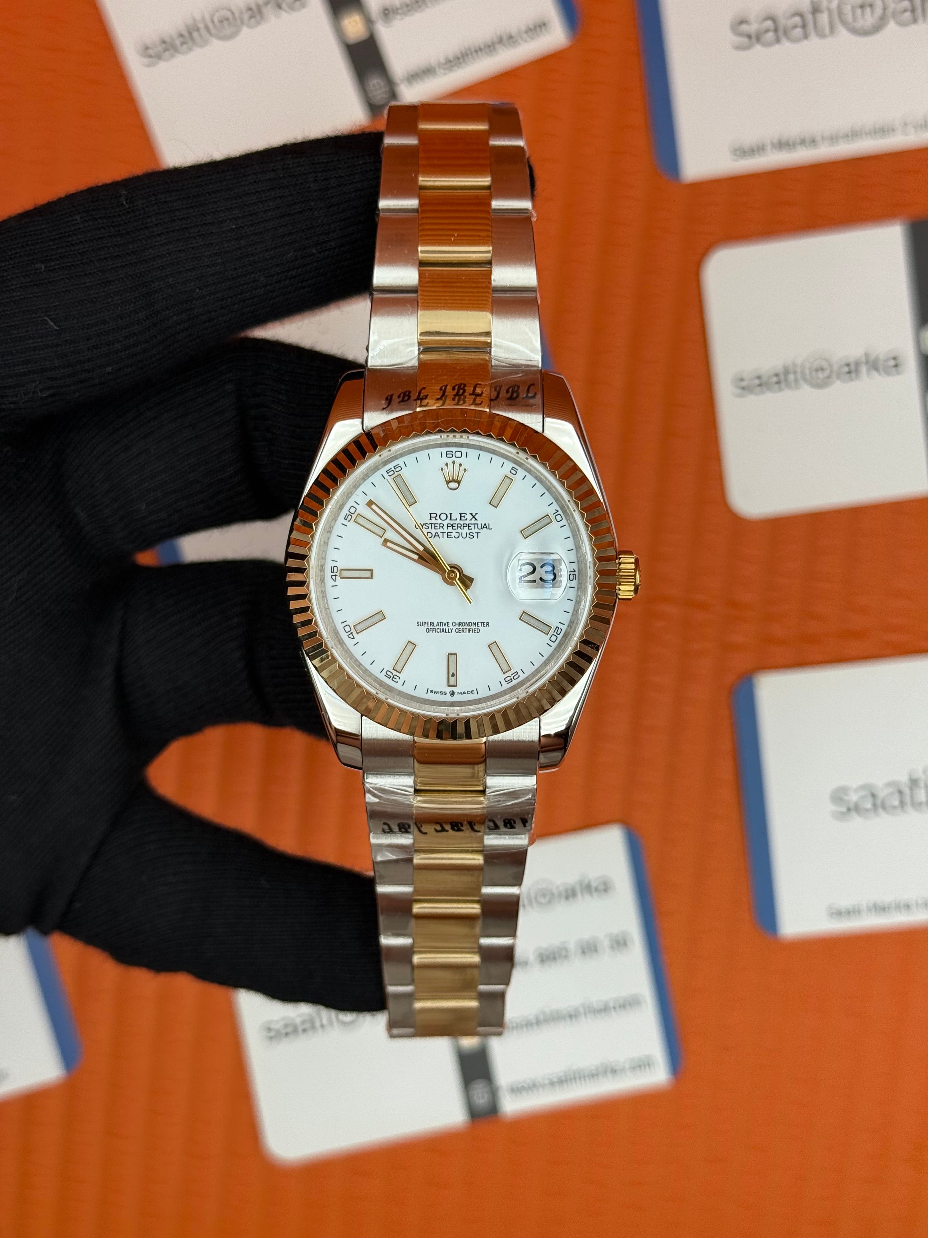 ROLEX Datejust white dial gold silver kasa-kordon oyster