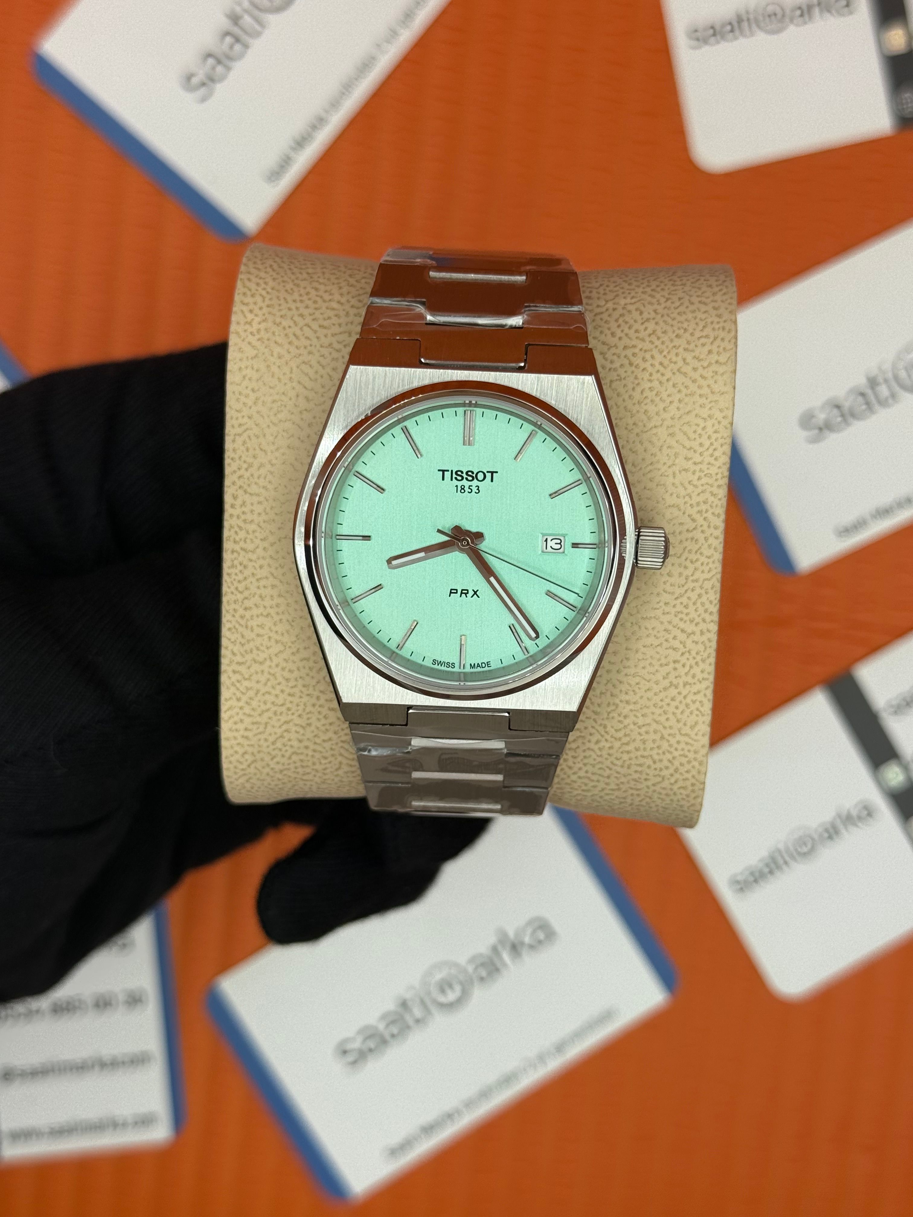 TISSOT PRX 40MM tıffany kadran silver kasa kordon erkek kol saati