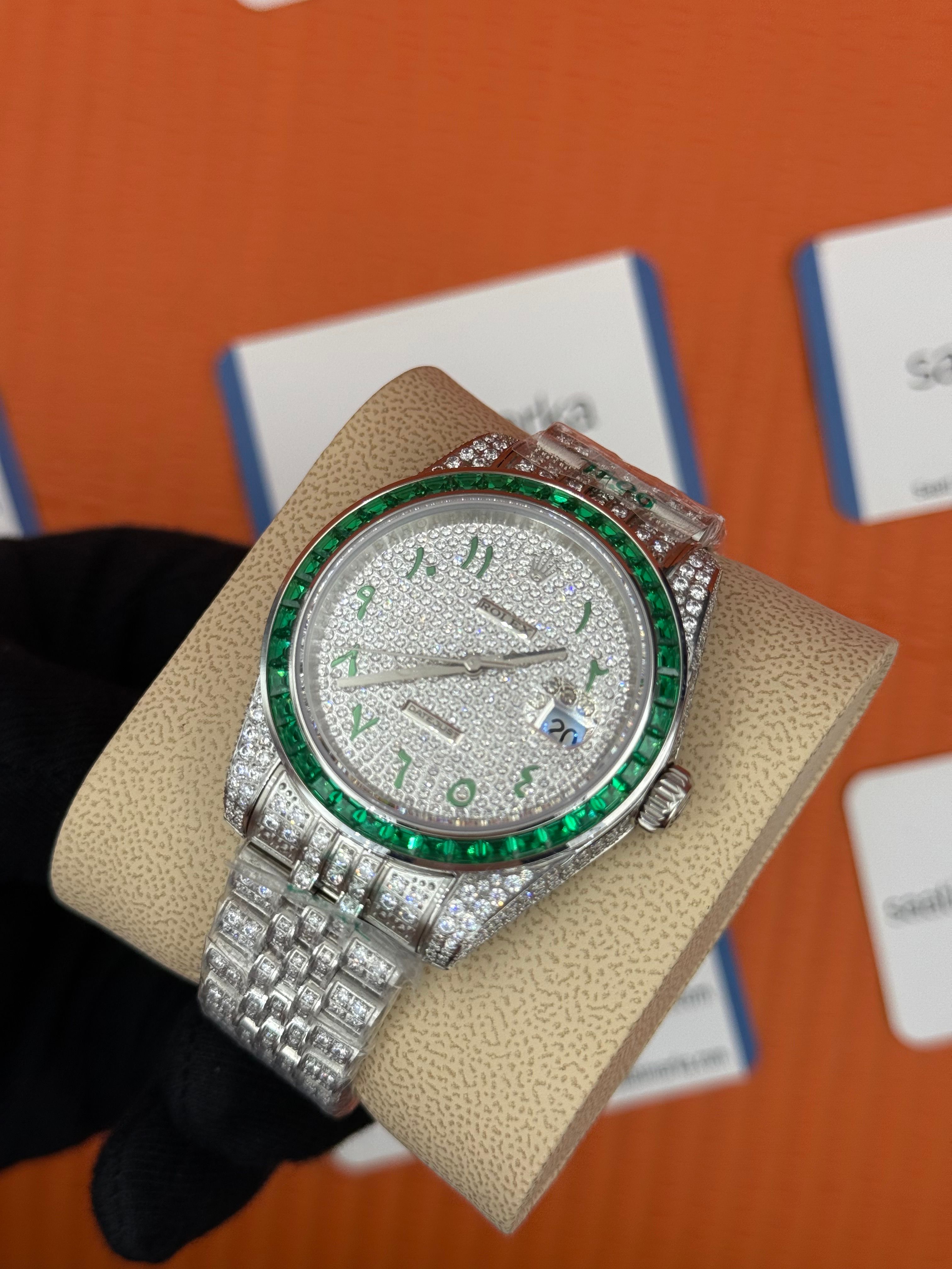 ROLEX Datejust arabic dial full diamond 41mm silver