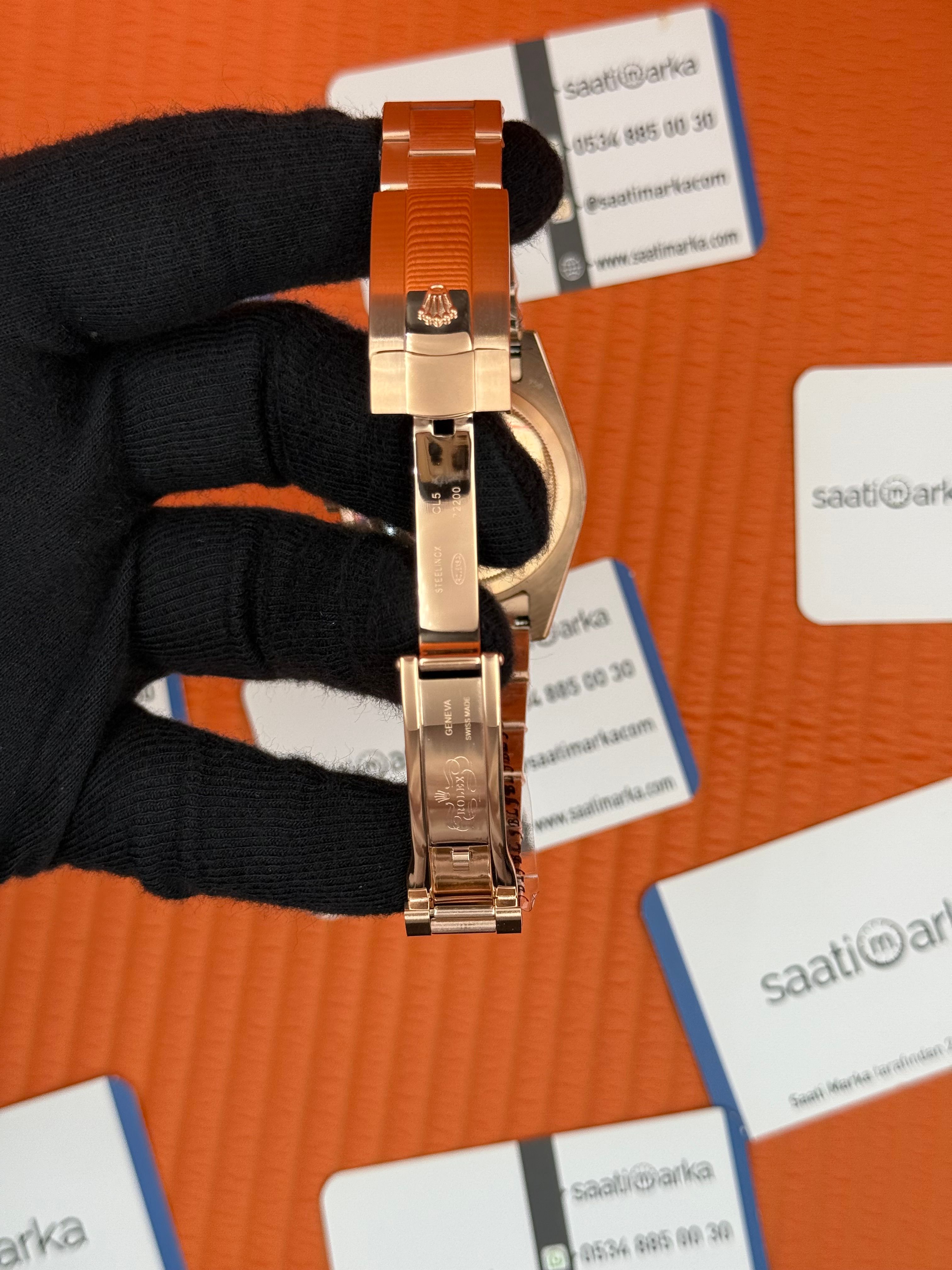 ROLEX Sky Dweller chocolate oyster kordon rose kasa-kordon