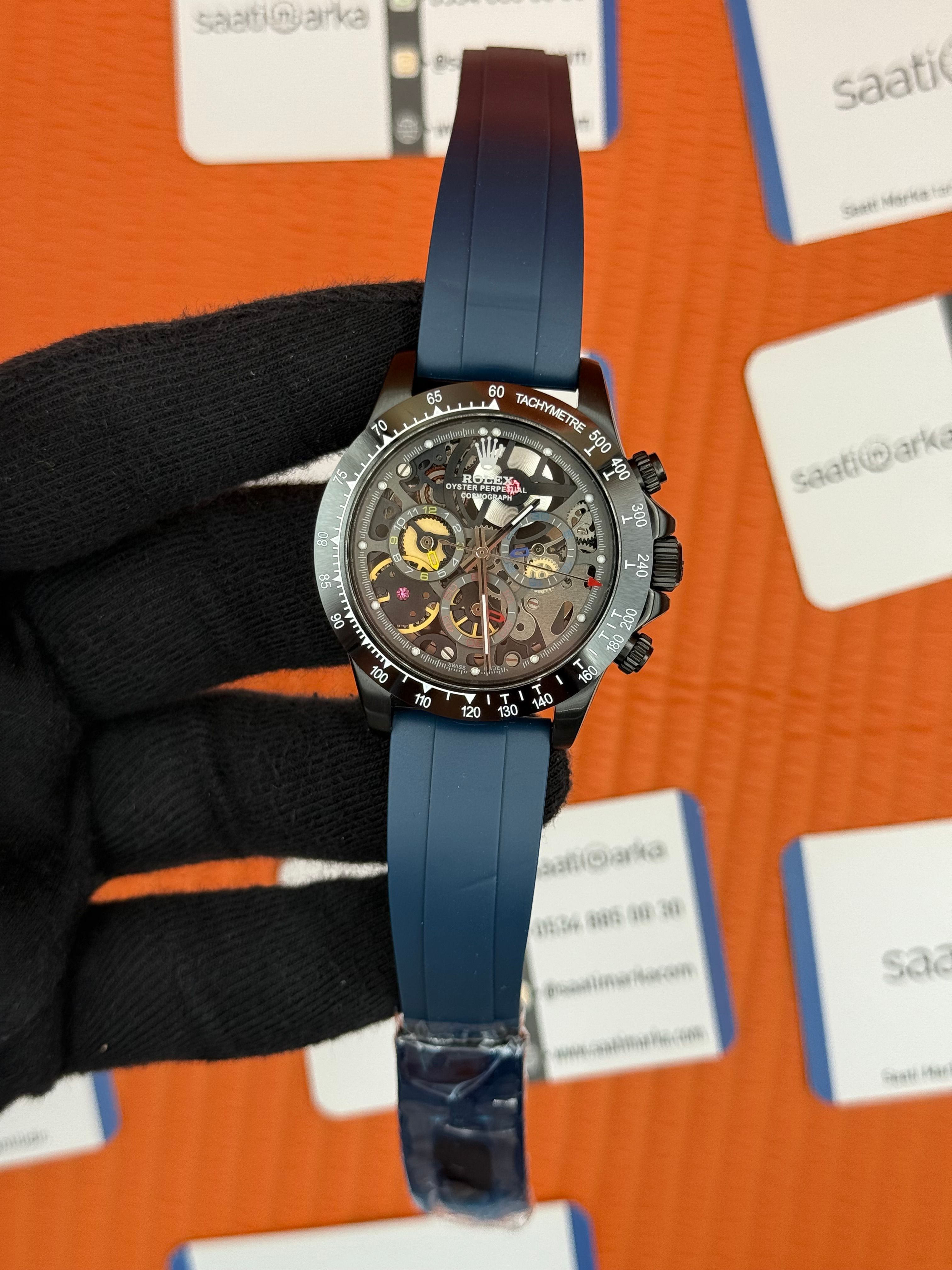 ROLEX Daytona juan pablo montoya lacivert kauçuk kordon siyah kasa